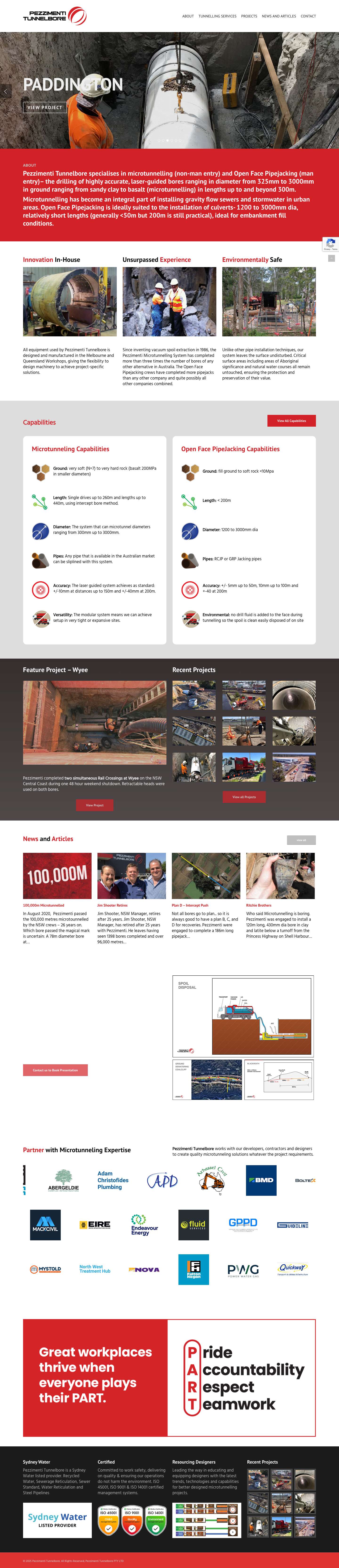 Pezzimenti Tunnelbore | Microtunnelling Specialists - Full Screenshot