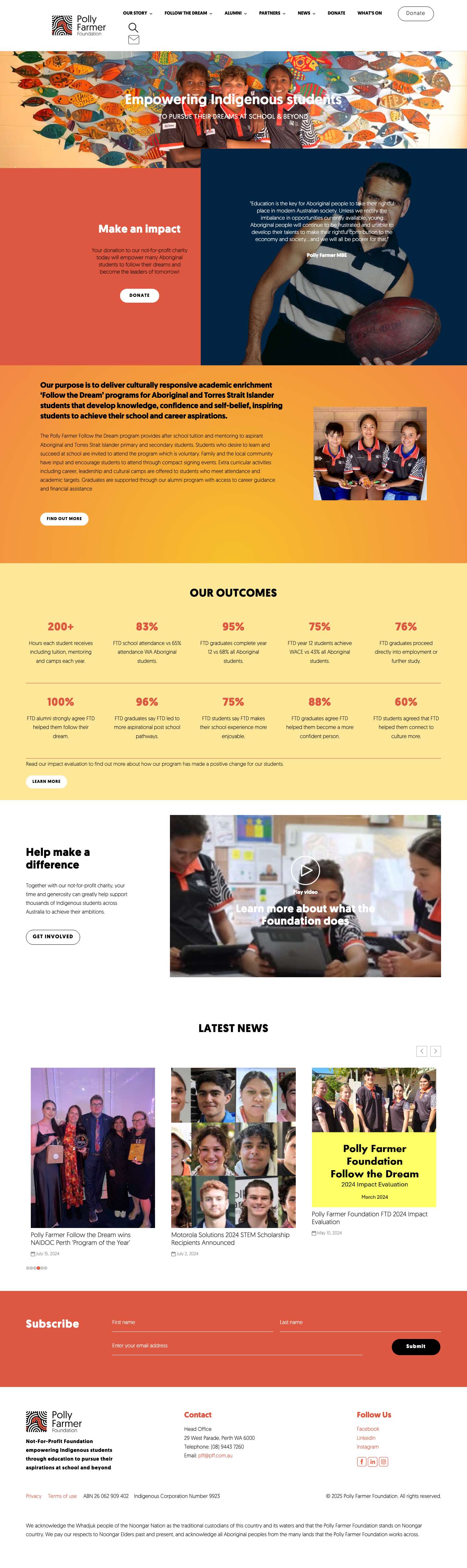 Empowering Aboriginal and Torres Strait Islander students through education | Polly Farmer Foundation - Full Screenshot