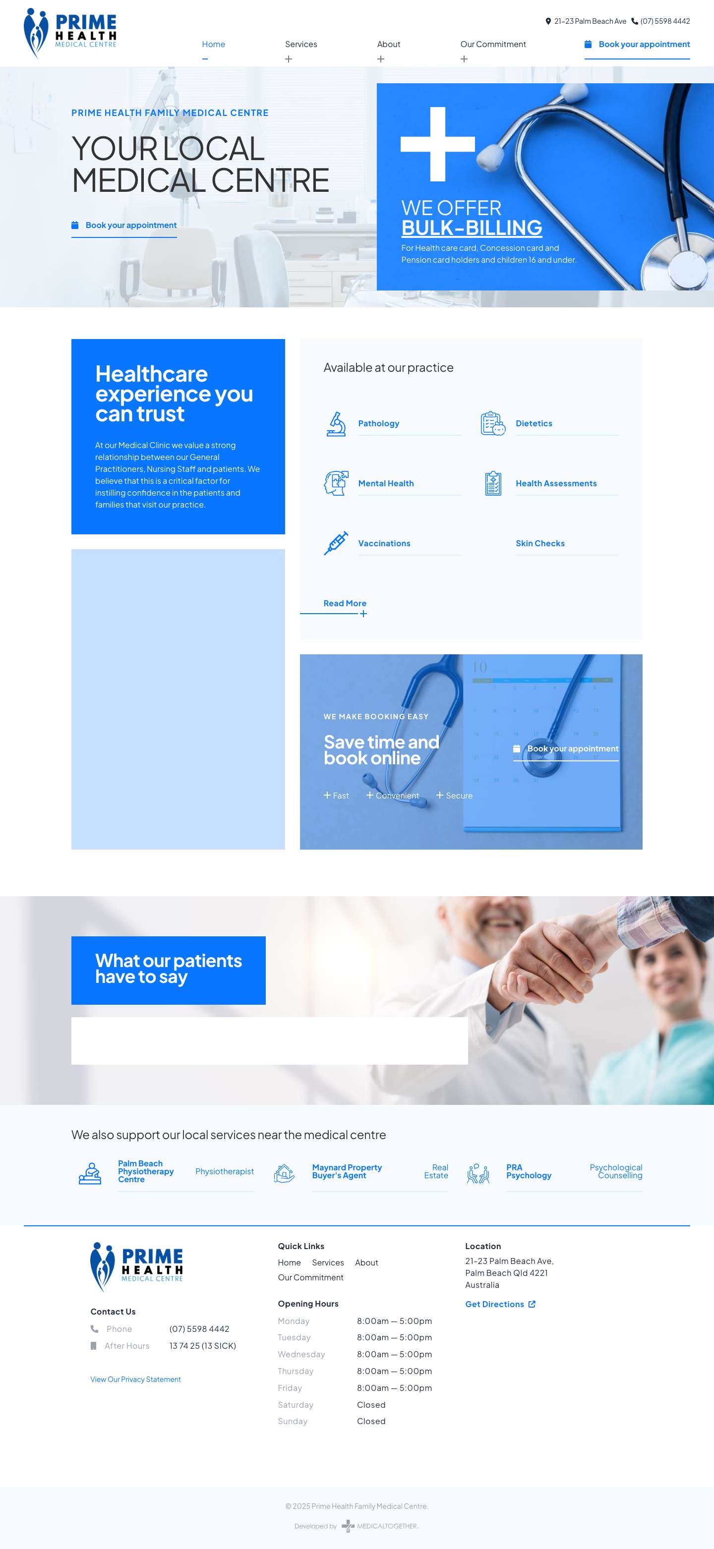 Prime Health Family Medical Centre | Palm Beach GPs - Full Screenshot