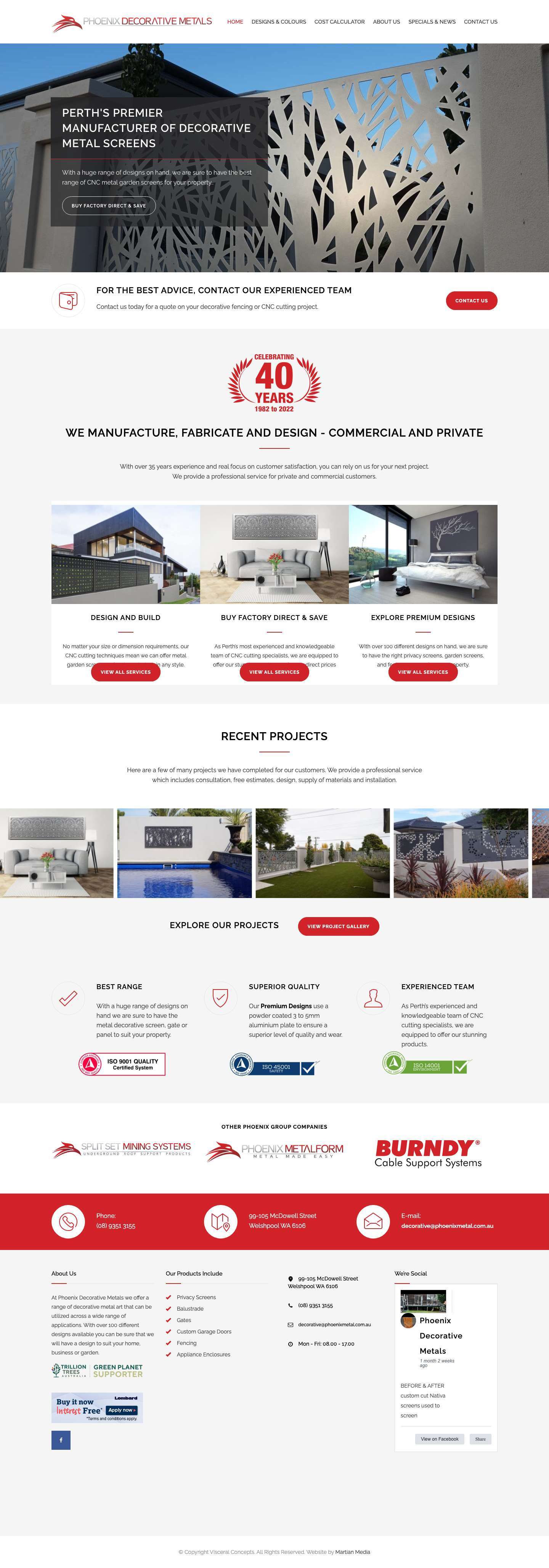 Phoenix Decorative Metal, Laser Cut Outdoor Screen, Aluminium Fence Perth - Full Screenshot