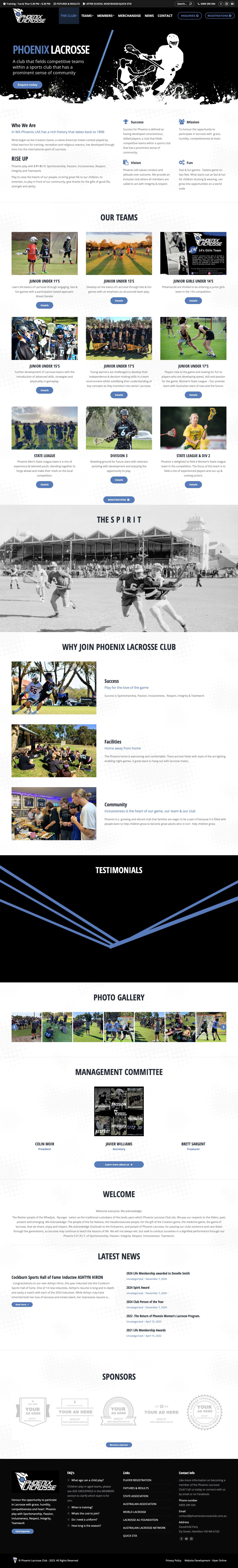 Phoenix Lacrosse Club – Spirit Culture Community - Full Screenshot