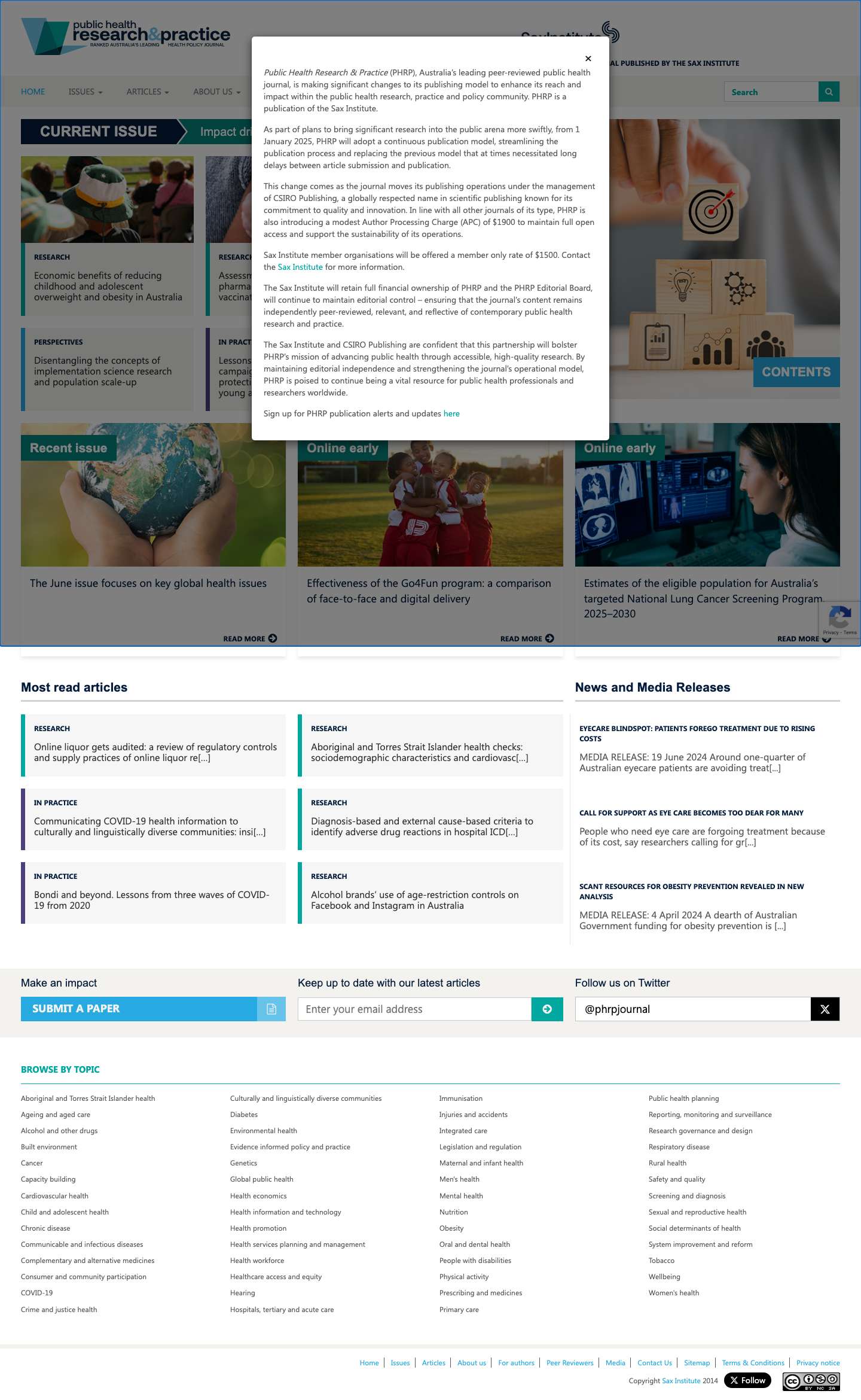 Public Health Research and Practice - Full Screenshot