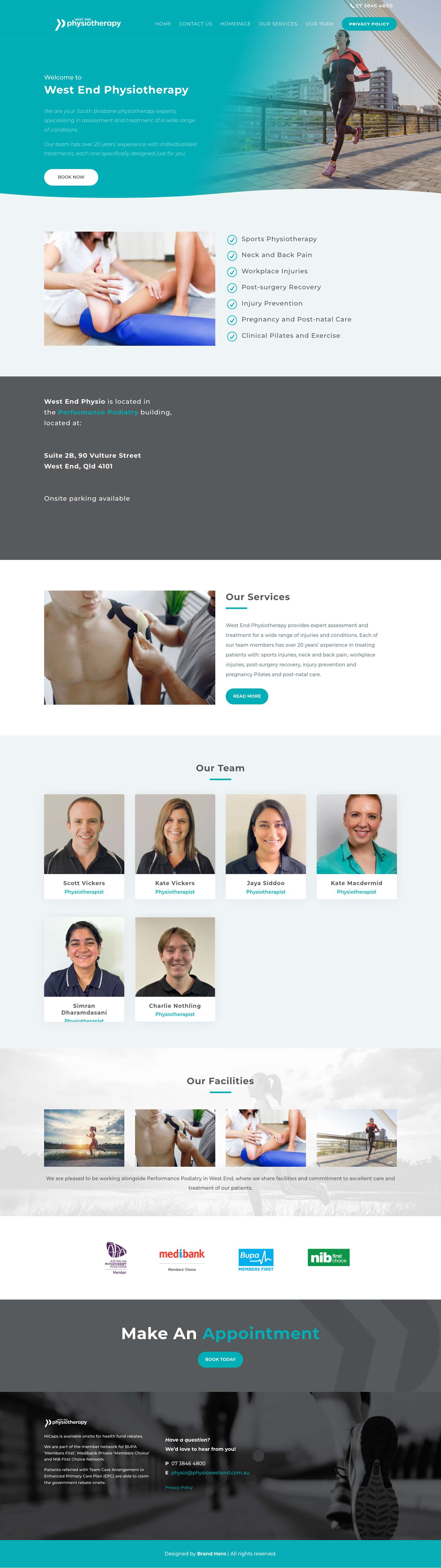 Homepage - West End Physiotherapy - Full Screenshot