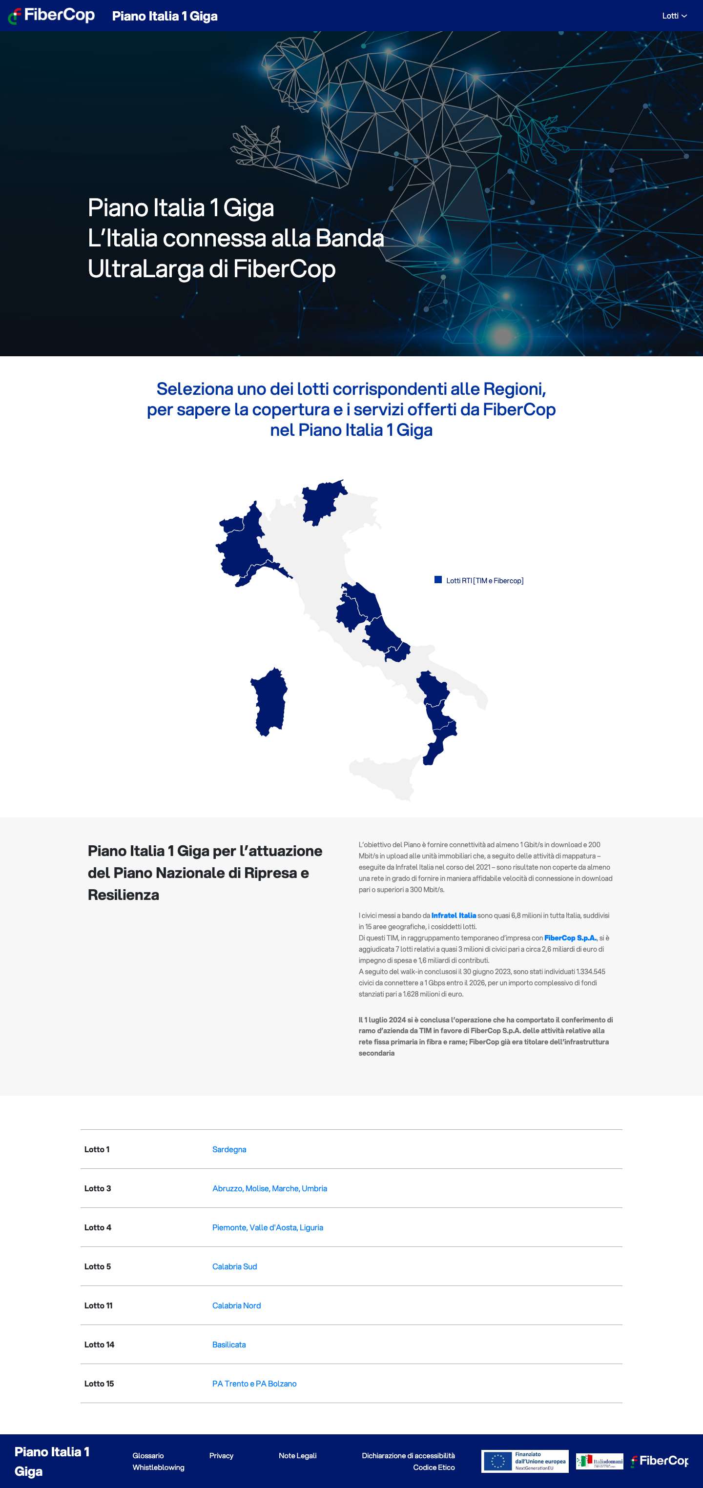 Bando PNRR - Piano Italia 1 Giga - Full Screenshot