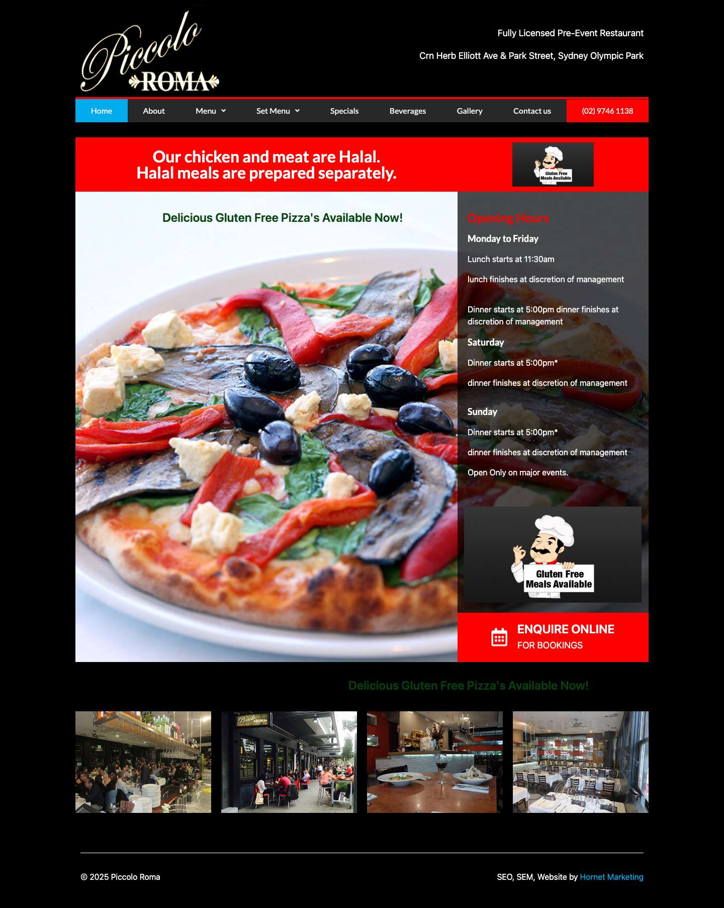 Olympic Park Restaurant | Piccolo Roma Olympic Park - Full Screenshot