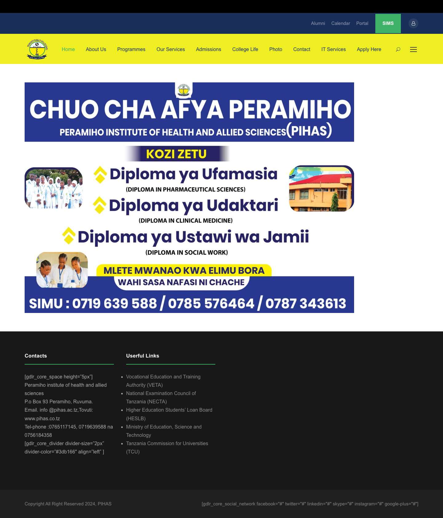 Peramiho Institute of Hearth and Allied Sciences - Full Screenshot