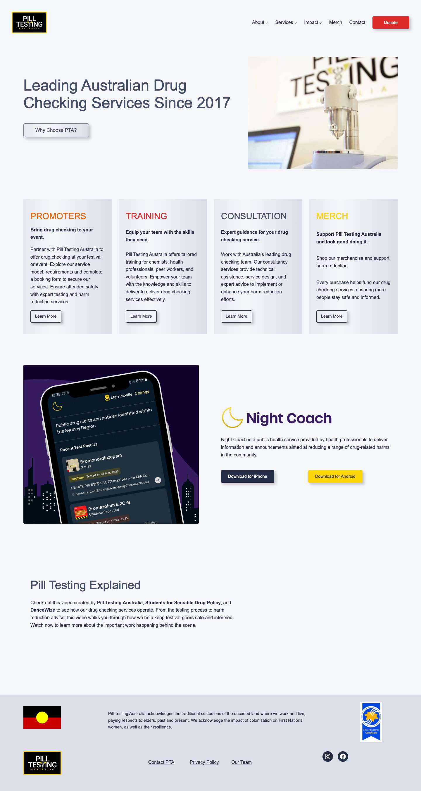Pill Testing Australia - Full Screenshot
