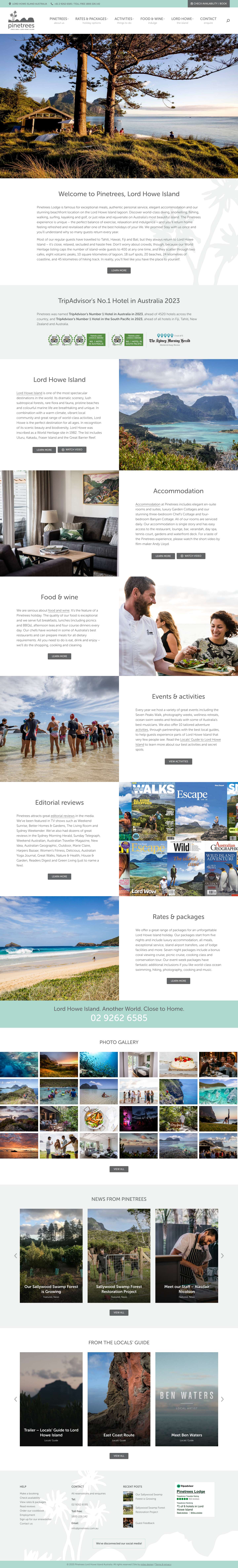 Lord Howe Island | Pinetrees Lodge | A Unique Experience - Full Screenshot