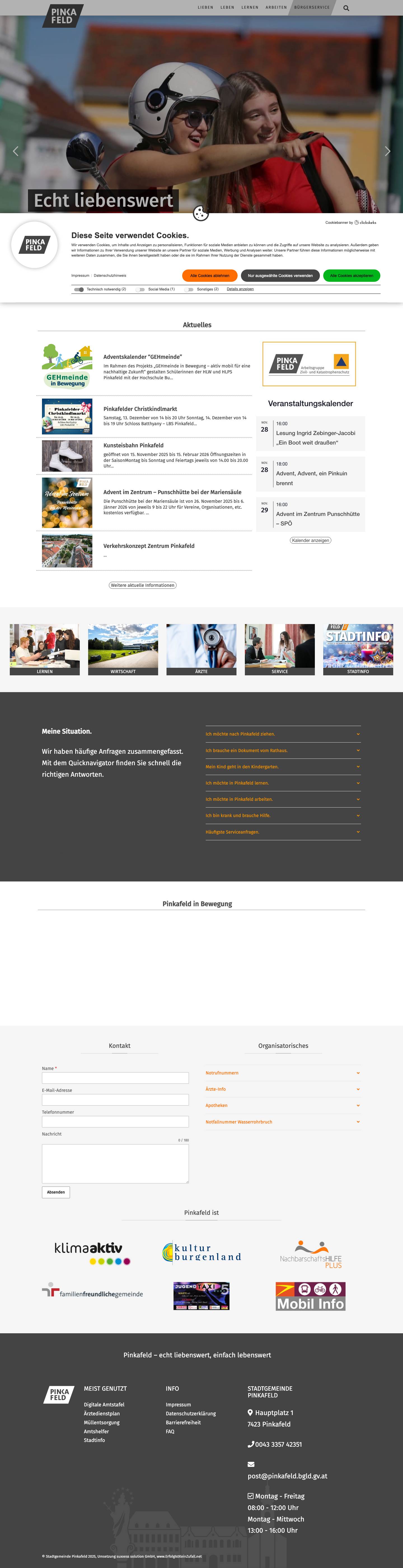 Stadtgemeinde Pinkafeld - Eine Kleinstadt mit Herz - Full Screenshot