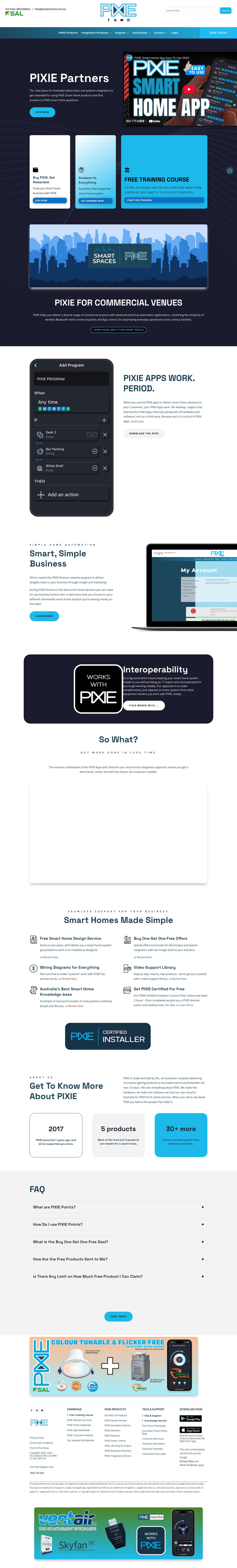 PIXIE Partners - Rewards Program for Electricians - Smart Home Partner - Full Screenshot