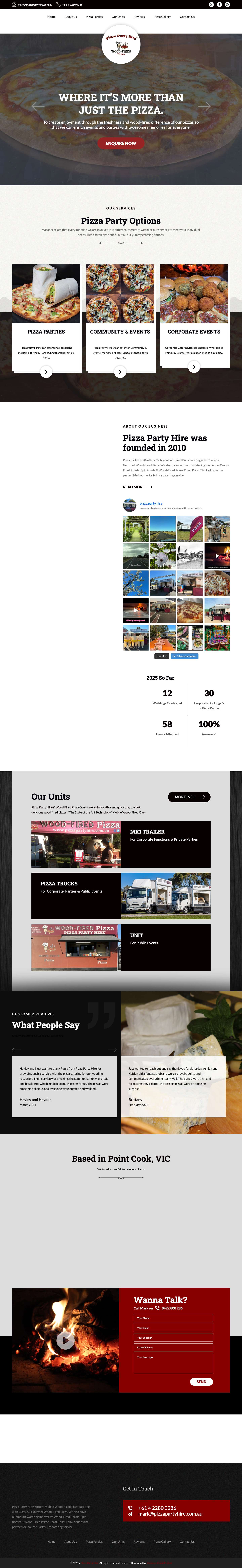 Pizza Party Hire - Mobile Wood Fired Pizza Melbourne - Full Screenshot