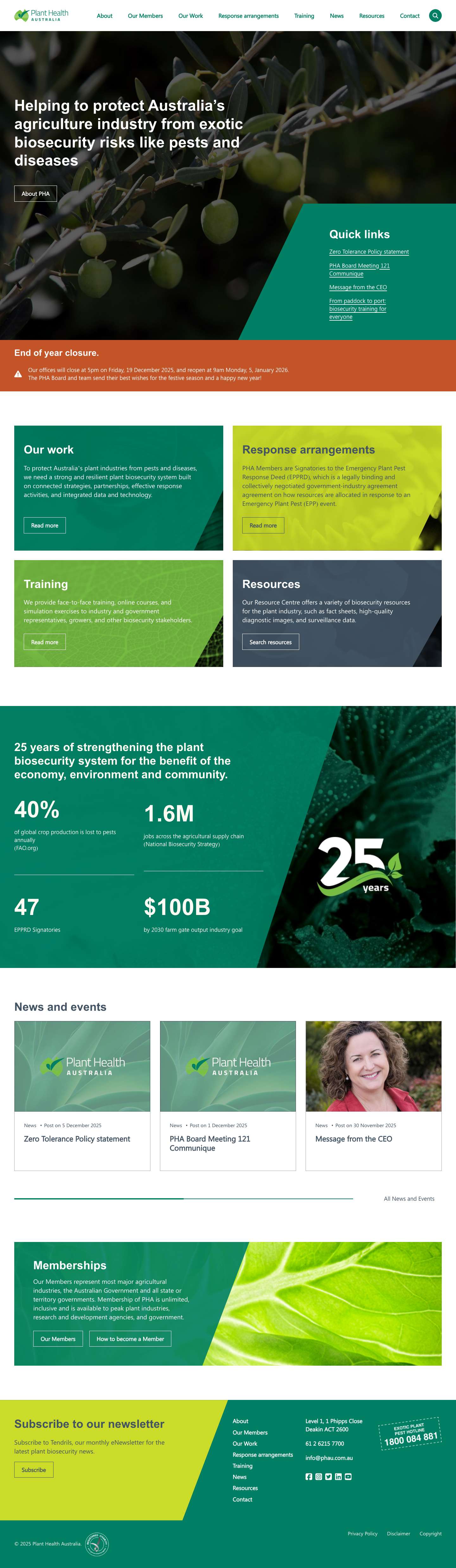 Plant Health Australia | - Full Screenshot