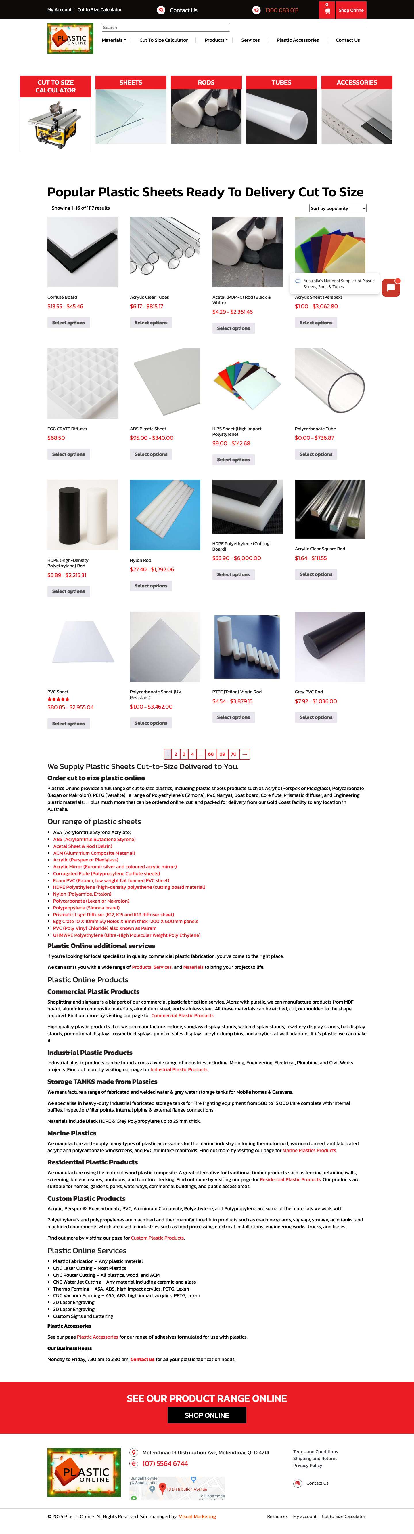 Plastic Online | Plastic Sheets Cut to Size | Largest Online Store - Full Screenshot