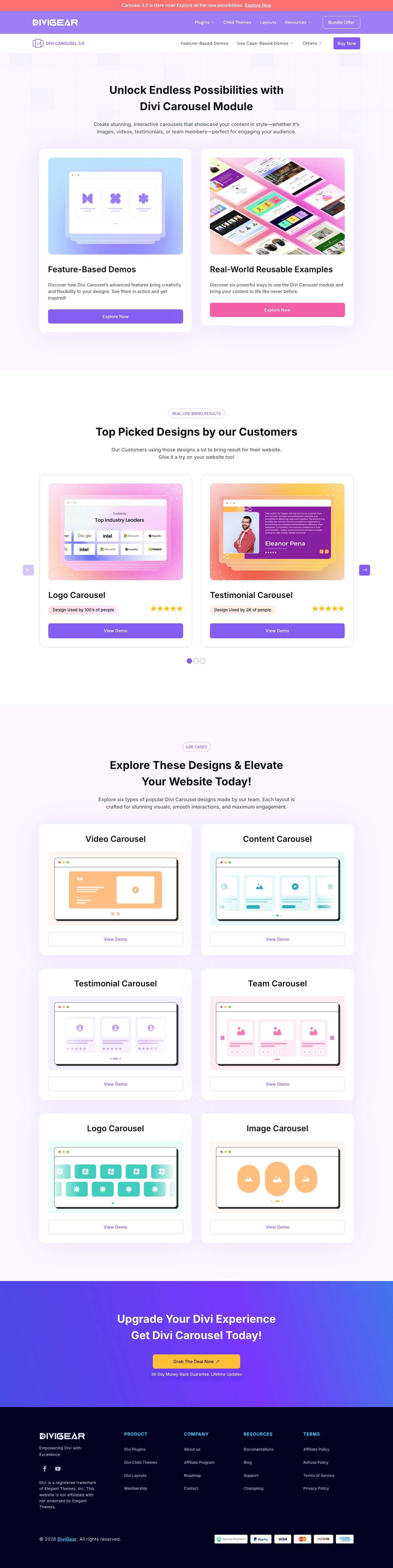 Divi Carousel Module 3.0 | By DiviGear - Full Screenshot