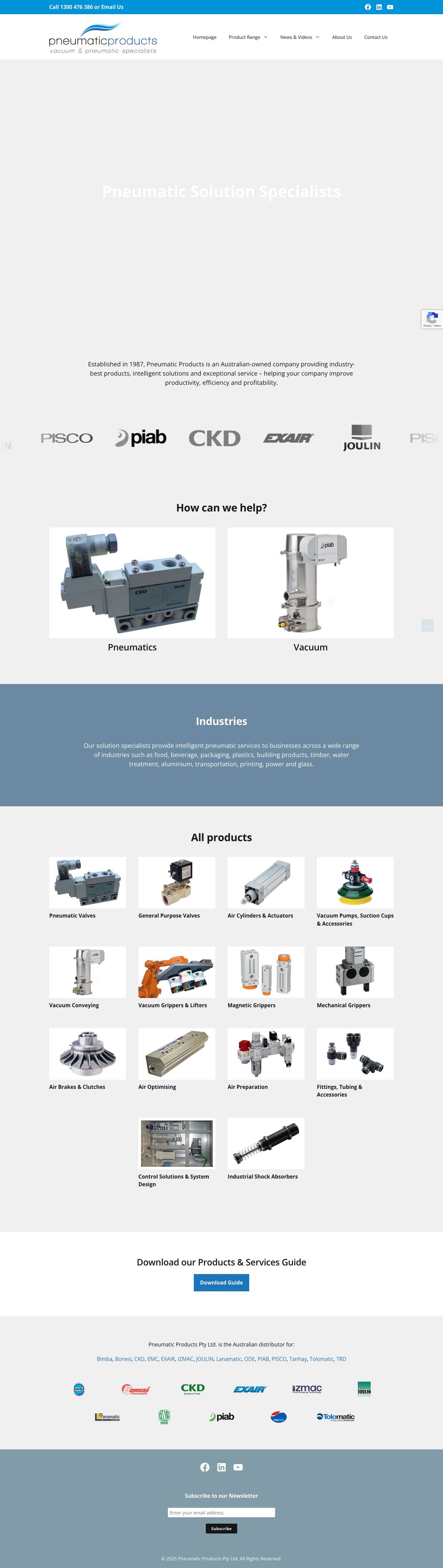 Pneumatic Products | Leading Pneumatics Solutions Specialists - Full Screenshot