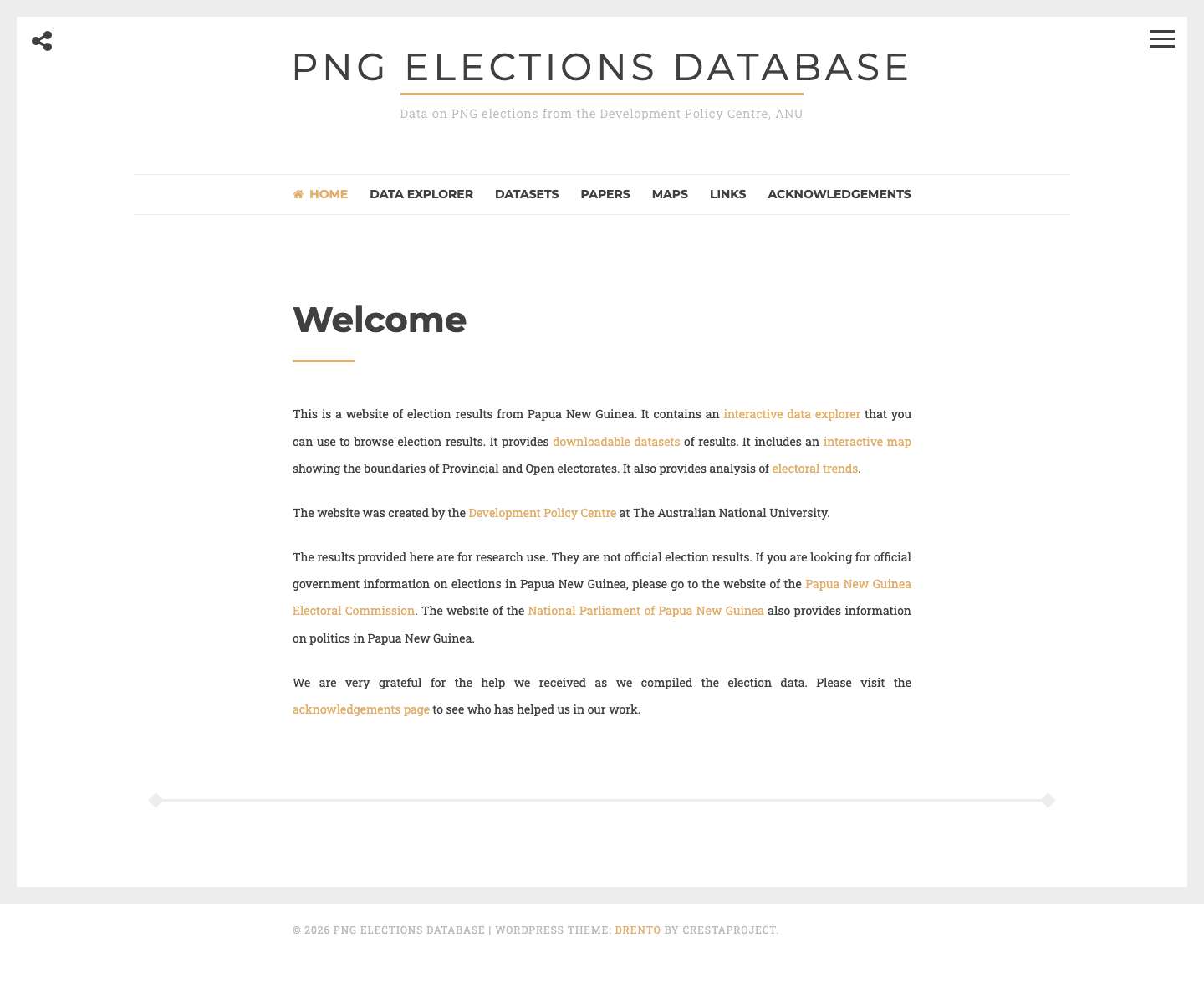 PNG Elections Database – Data on PNG elections from the Development Policy Centre, ANU - Full Screenshot