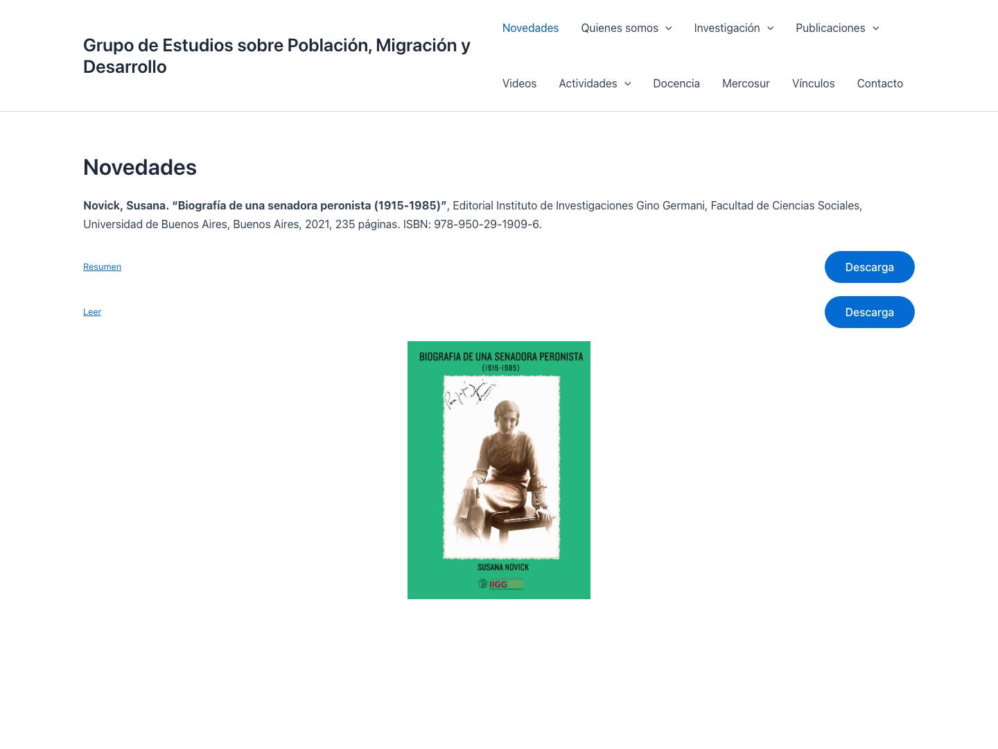 Grupo de Estudios sobre Población, Migración y Desarrollo – Instituto de Investigaciones Gino Germani, Facultad de Ciencias Sociales, UBA - Full Screenshot