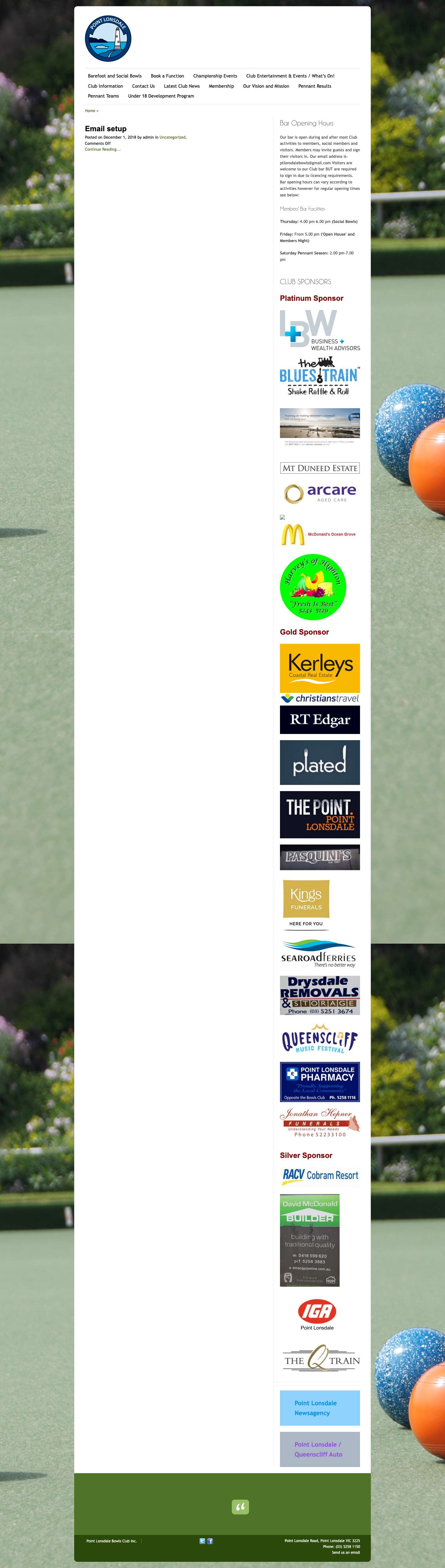 Point Lonsdale Bowls Club Inc. -Point Lonsdale Bowls Club Inc. - Full Screenshot