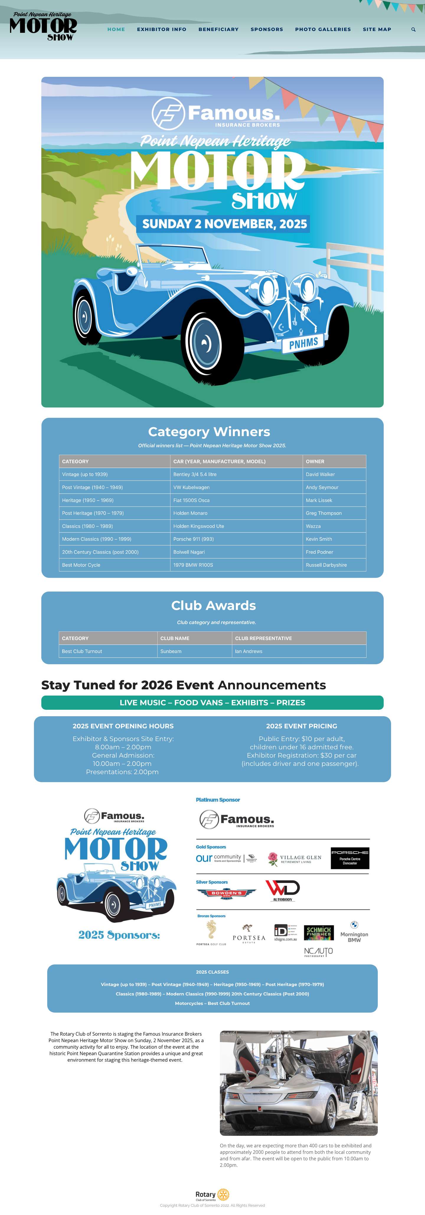 Home 2025 Event – Point Nepean Heritage Motor Show - Full Screenshot