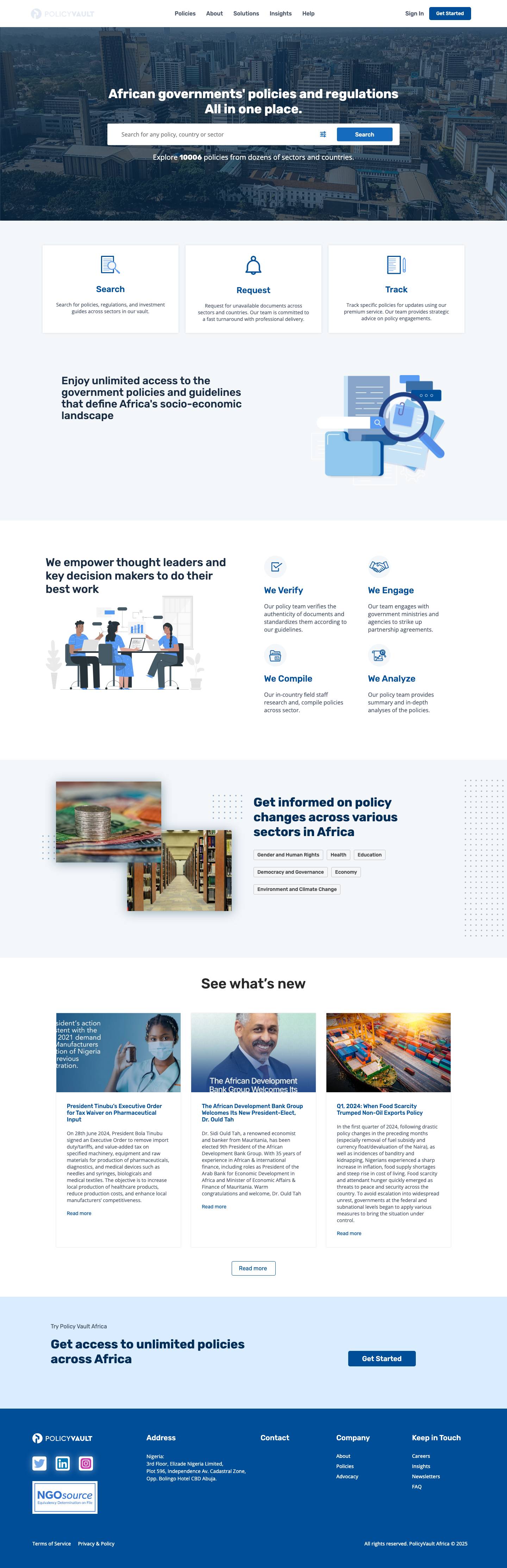 PolicyVault.Africa | Homepage Logo_text - Full Screenshot