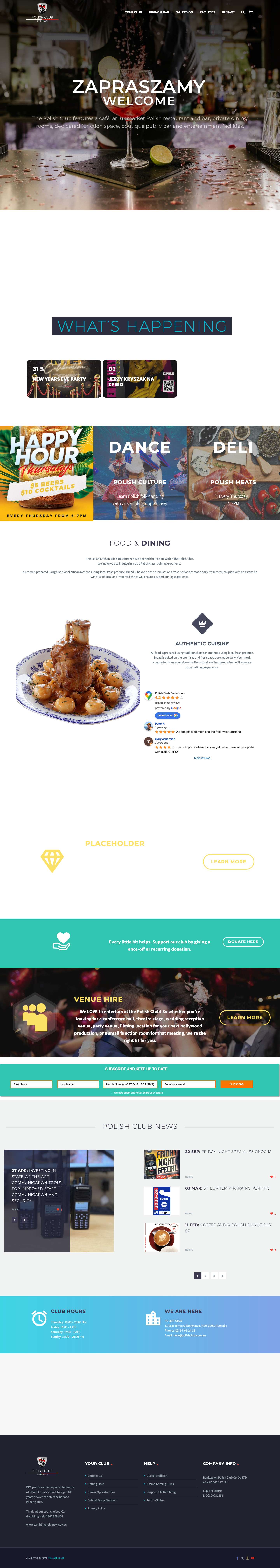 Polish Club Bankstown - Sydney's Piece of Poland - Full Screenshot