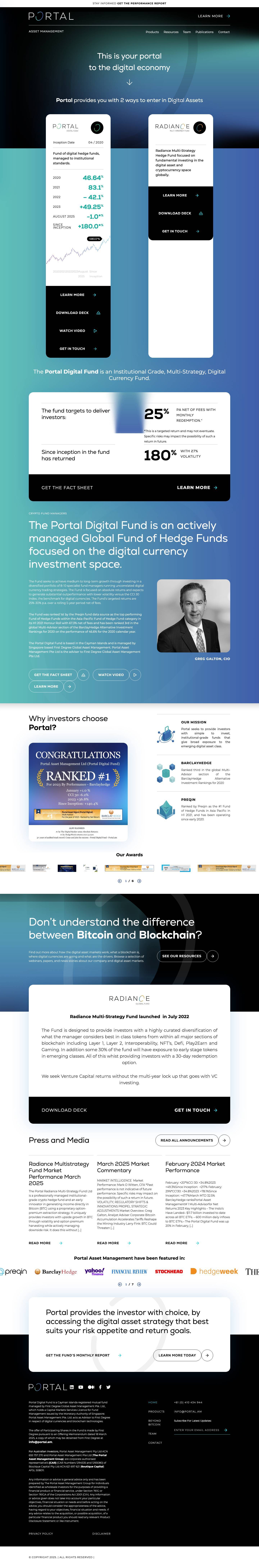 Crypto Hedge Fund | Australia, Singapore, Switzerland | Portal Asset Management - Full Screenshot