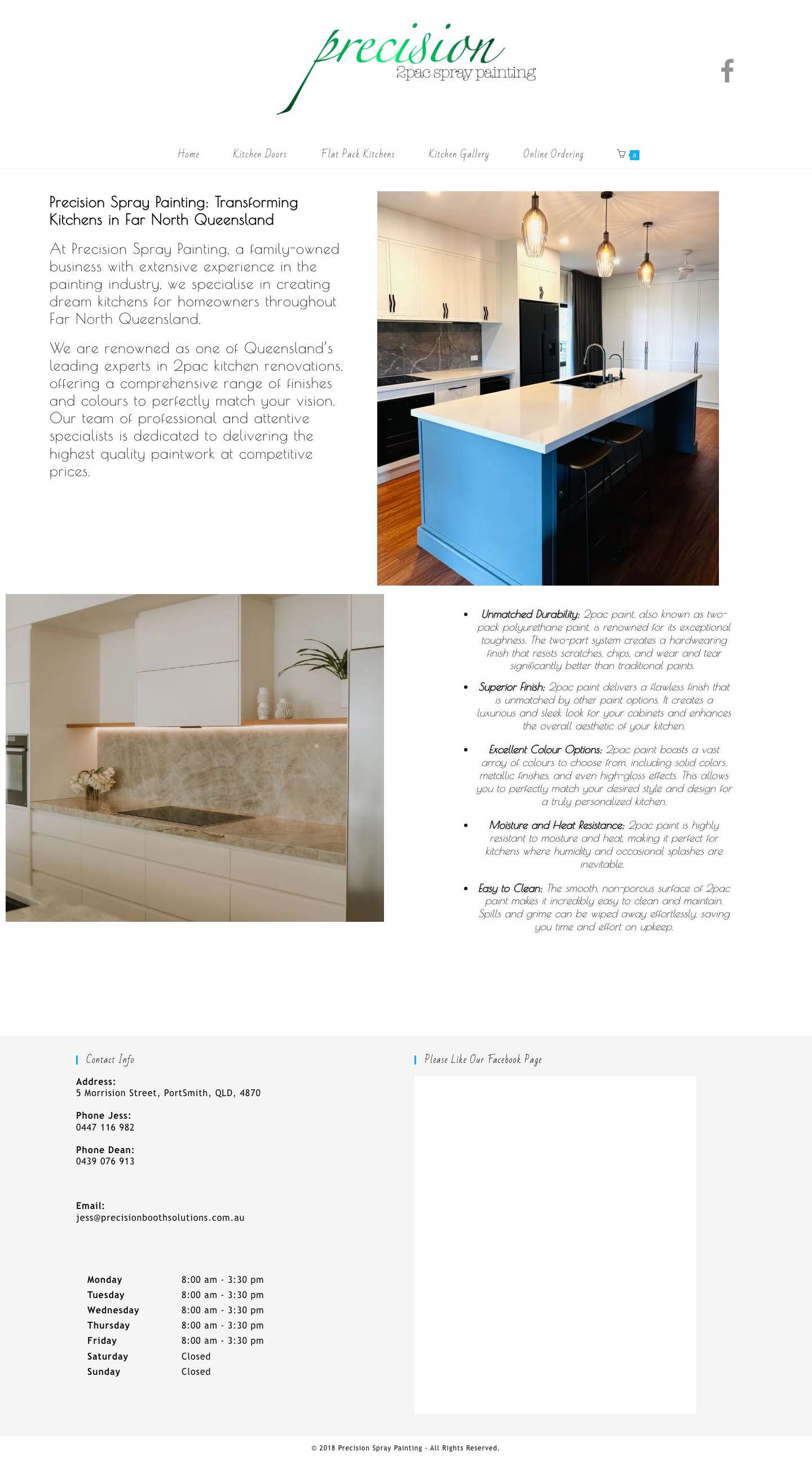 Precision 2pac Spray Painting – Kitchen, flat Pack, CNC, 2 pac, two-pac and spray painting services in Cairns QLD townsville, Mackay - Full Screenshot