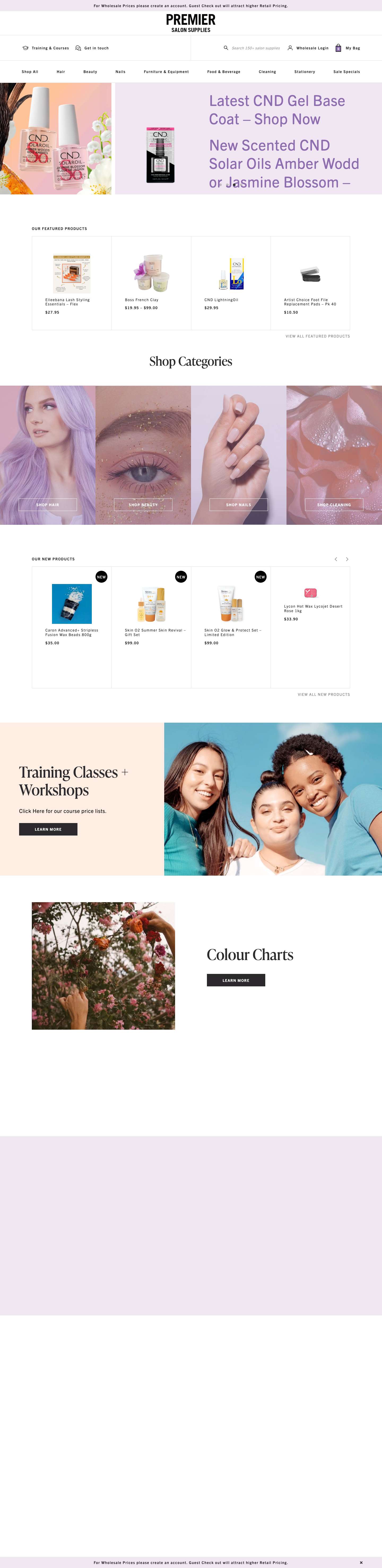 Premier Salon Supplies | Beauty Products at Wholesale Prices - Full Screenshot