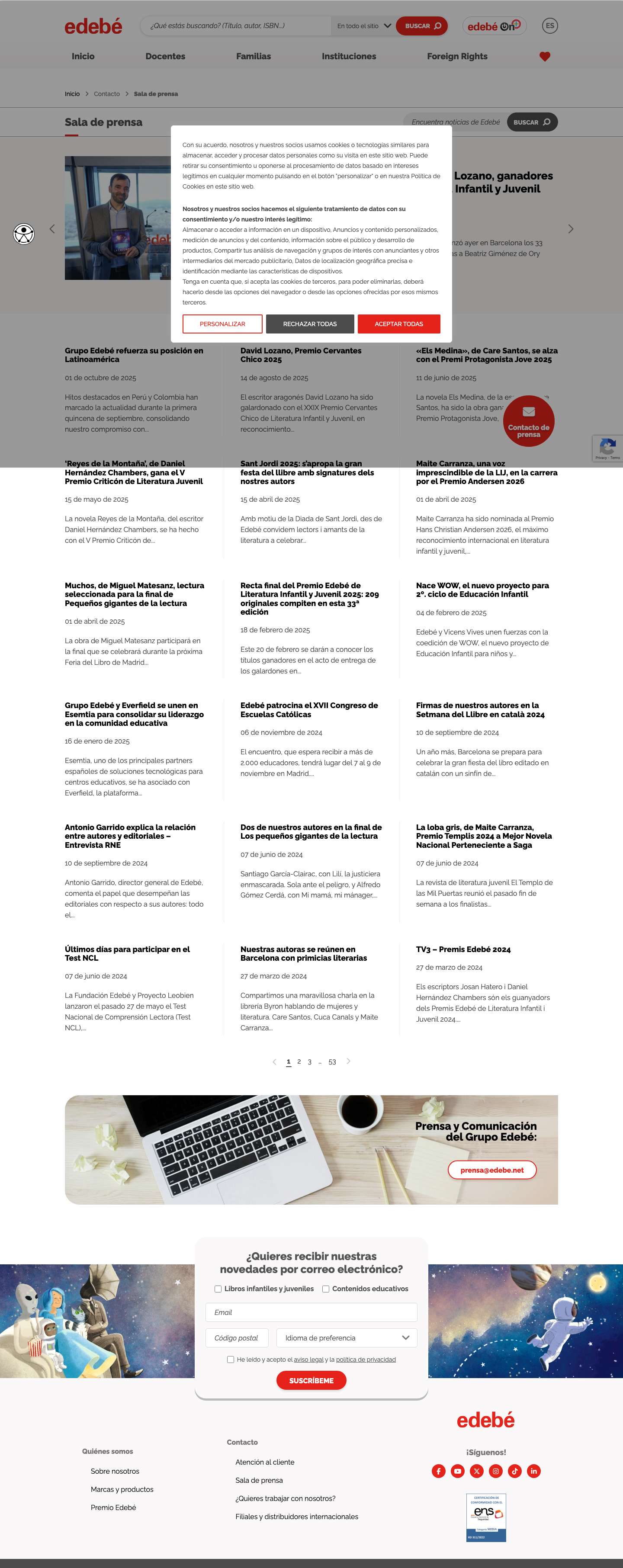 Sala de prensa | Grupo Edebé - Full Screenshot