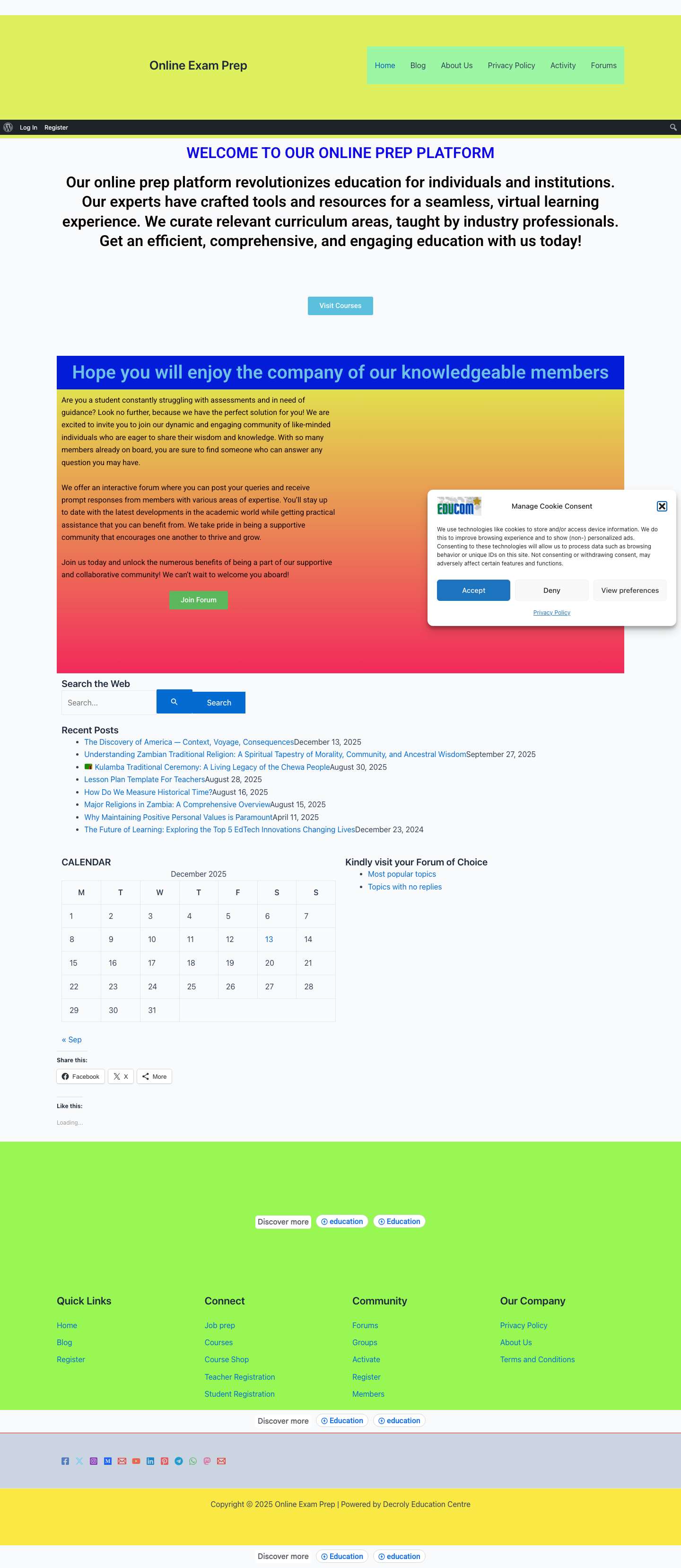 Home | Online Exam Prep Email Email - Full Screenshot