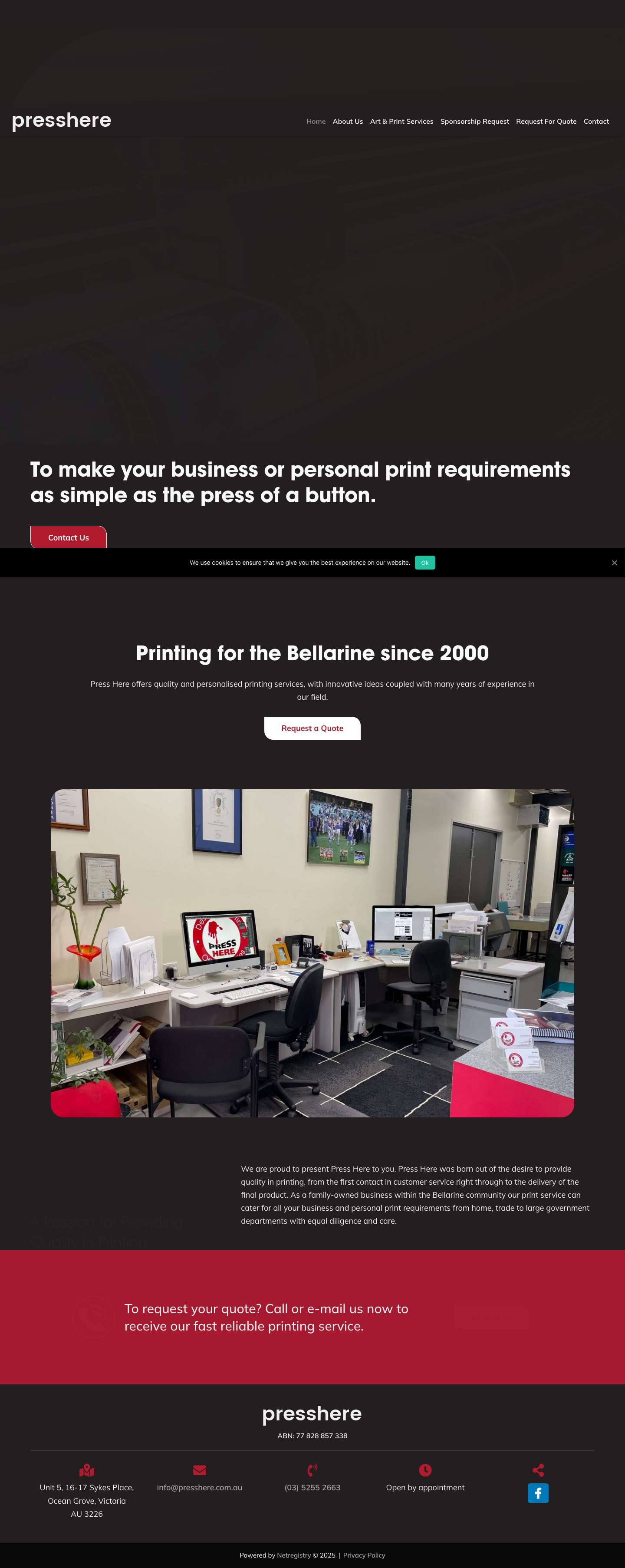 Ocean Grove’s Local Printers since 2000 | Ocean Grove - Full Screenshot