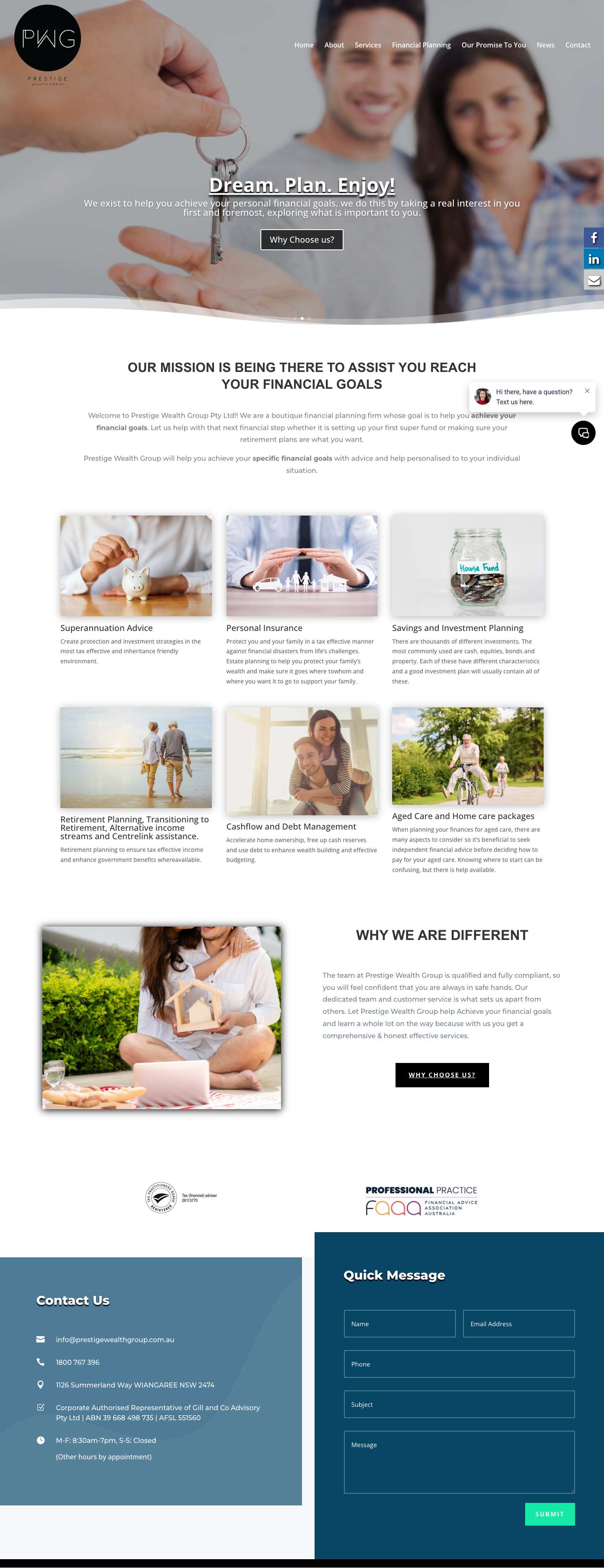 Prestige Wealth Group | Qualified and experienced advisers - Full Screenshot