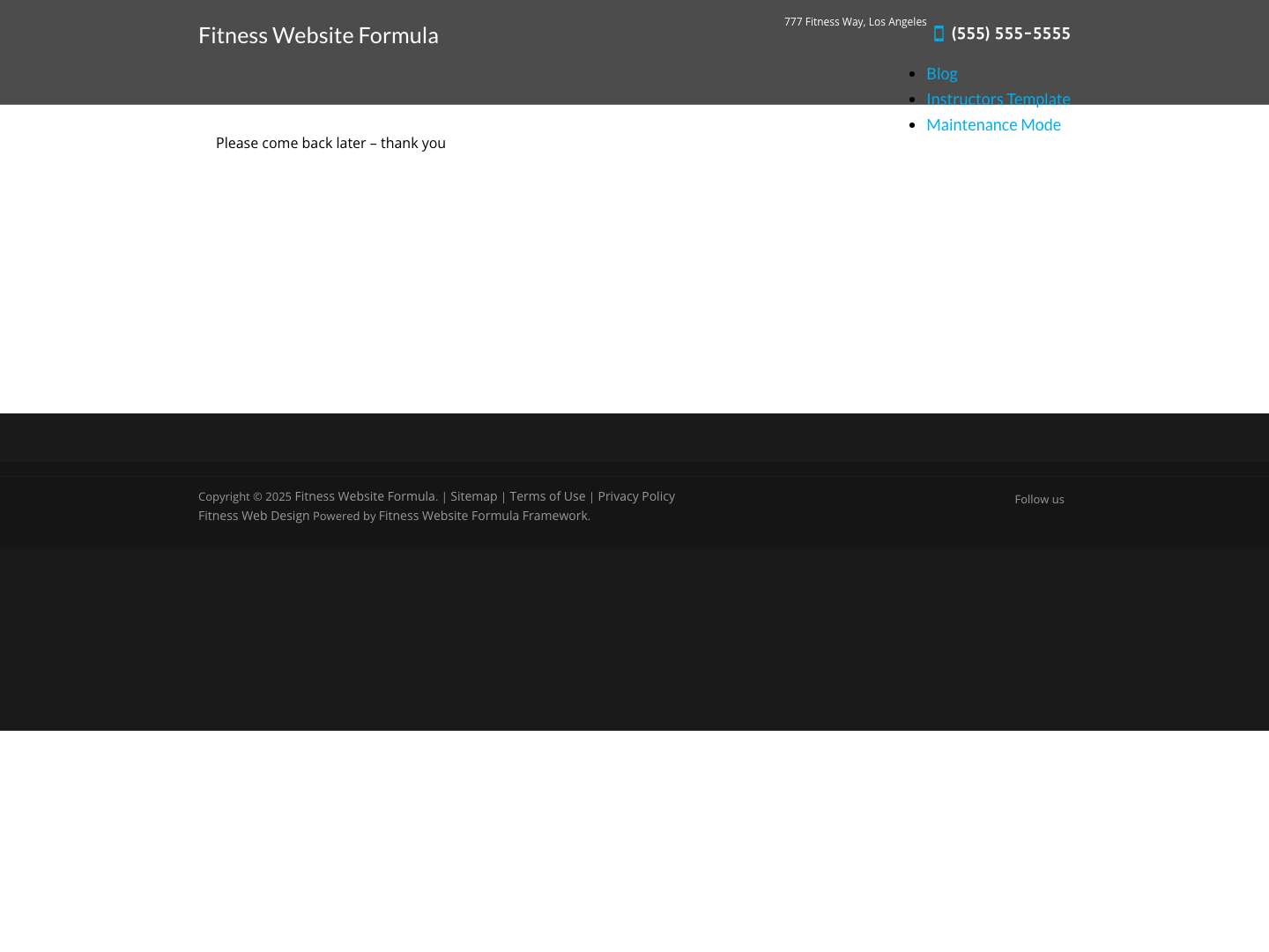 Maintenance Mode - Fitness Website Formula - Full Screenshot