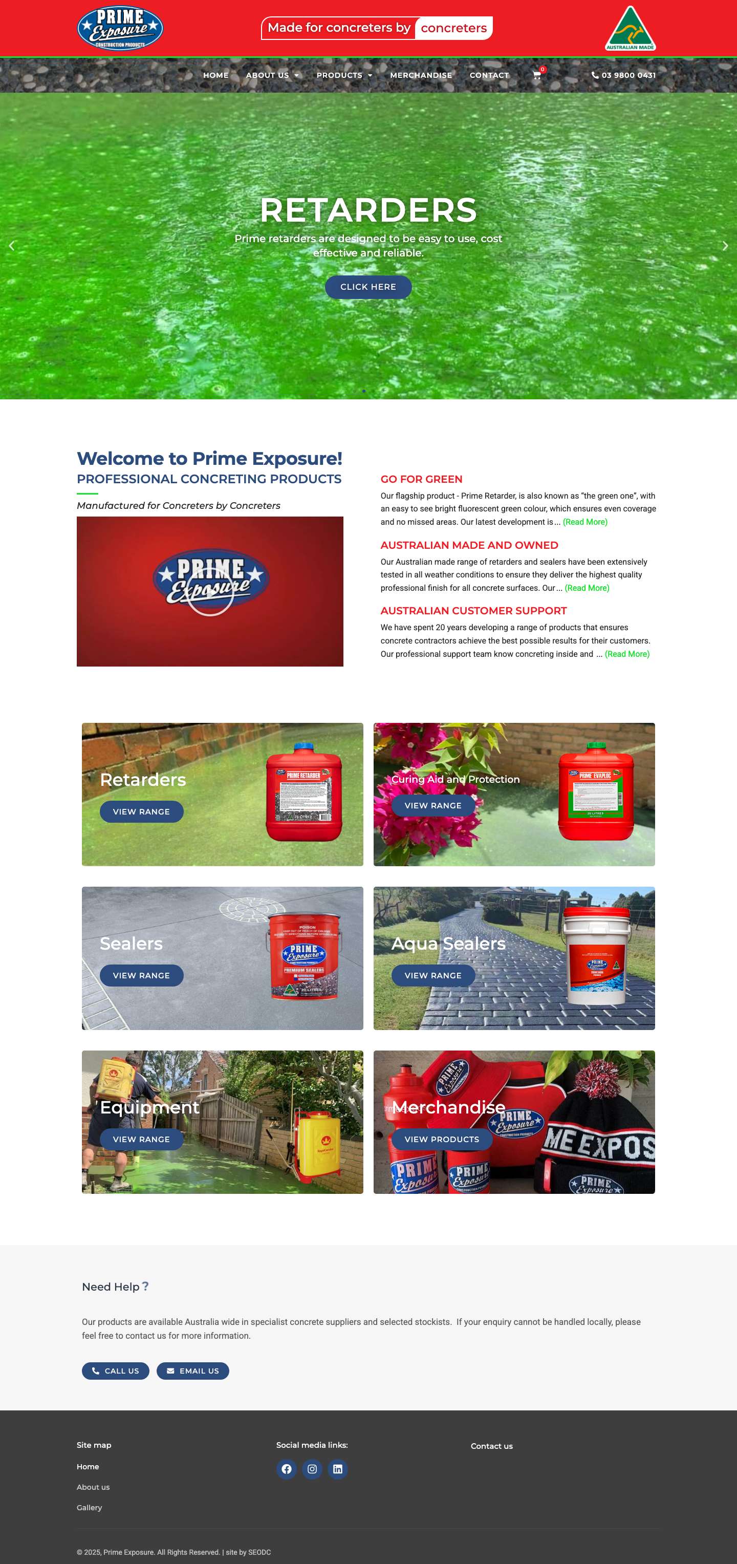 Prime Exposure - Professional Concreting Products - Full Screenshot