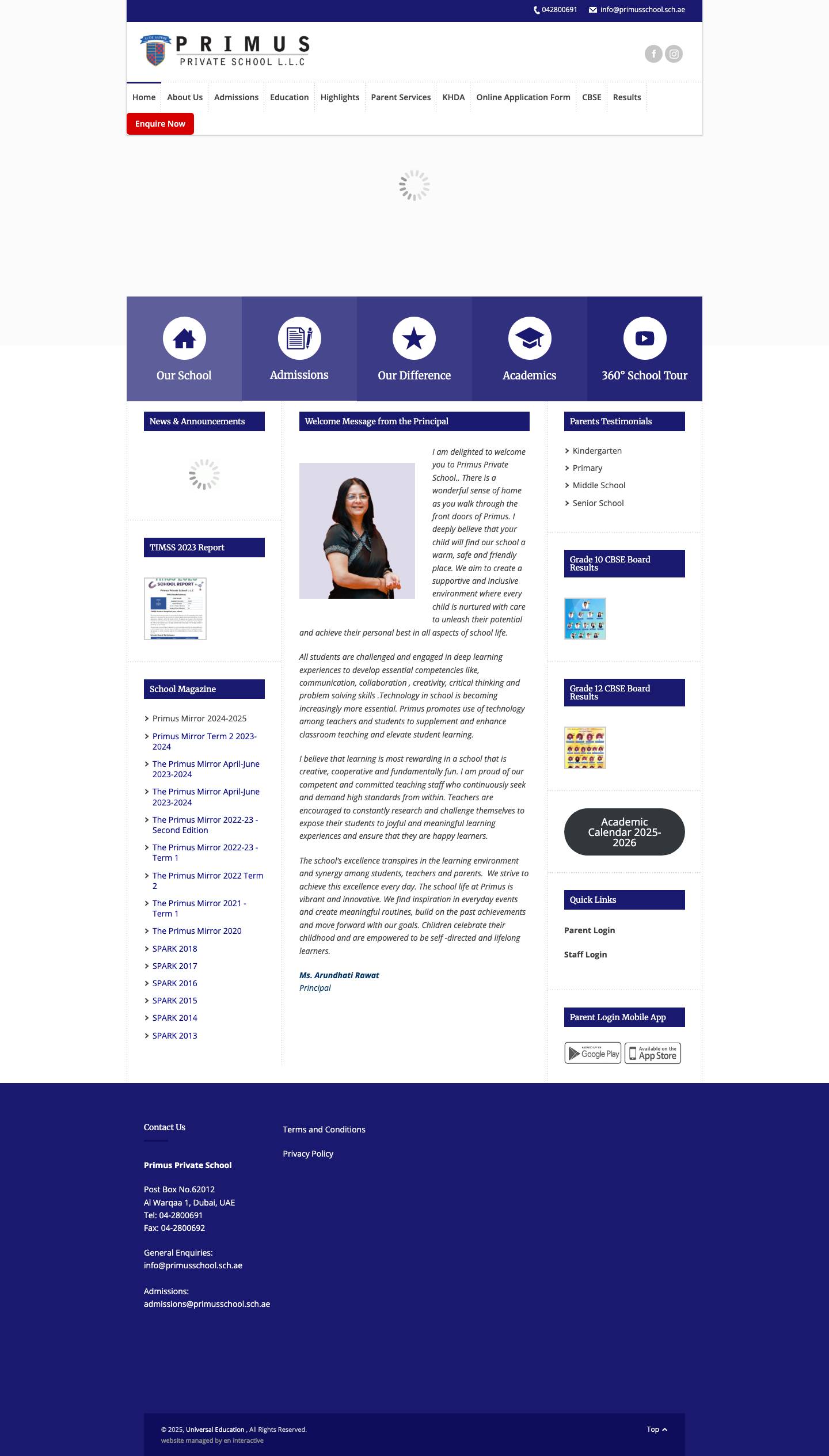 Home - Primus Private School - Full Screenshot