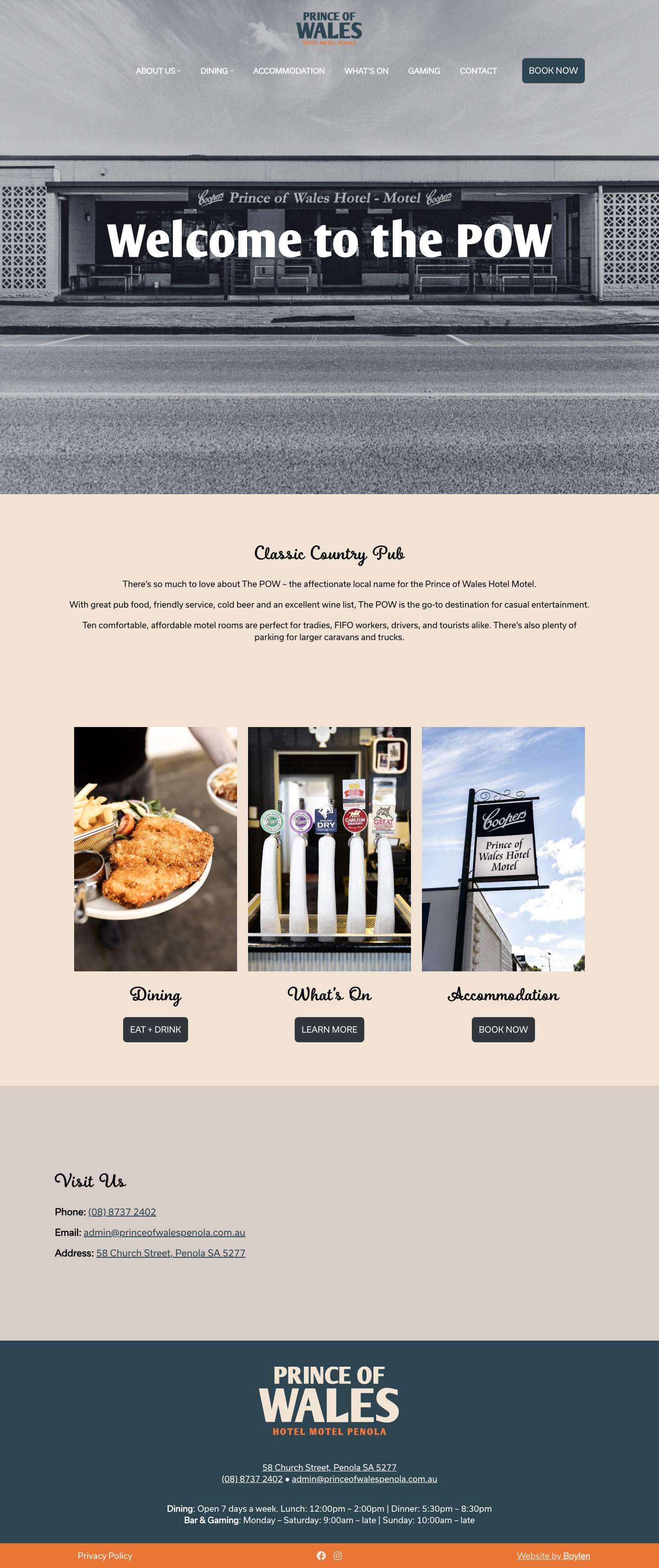 Home - Prince of Wales Hotel Motel Penola - Full Screenshot