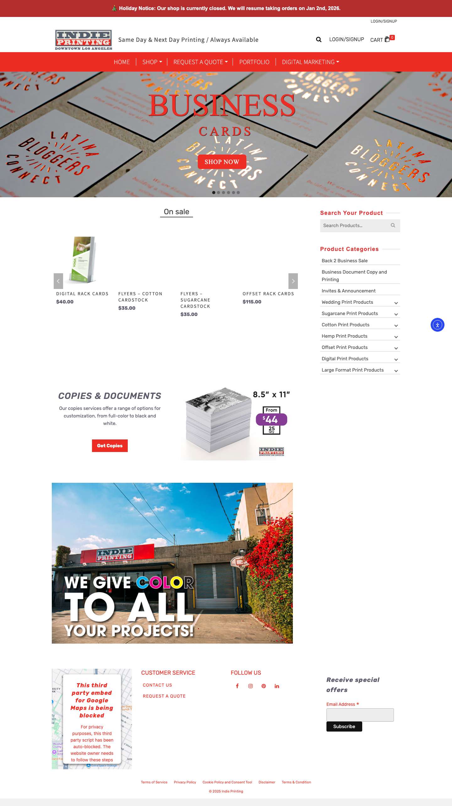 Indie Printing – Same Day & Next Day Printing / Always Available - Full Screenshot