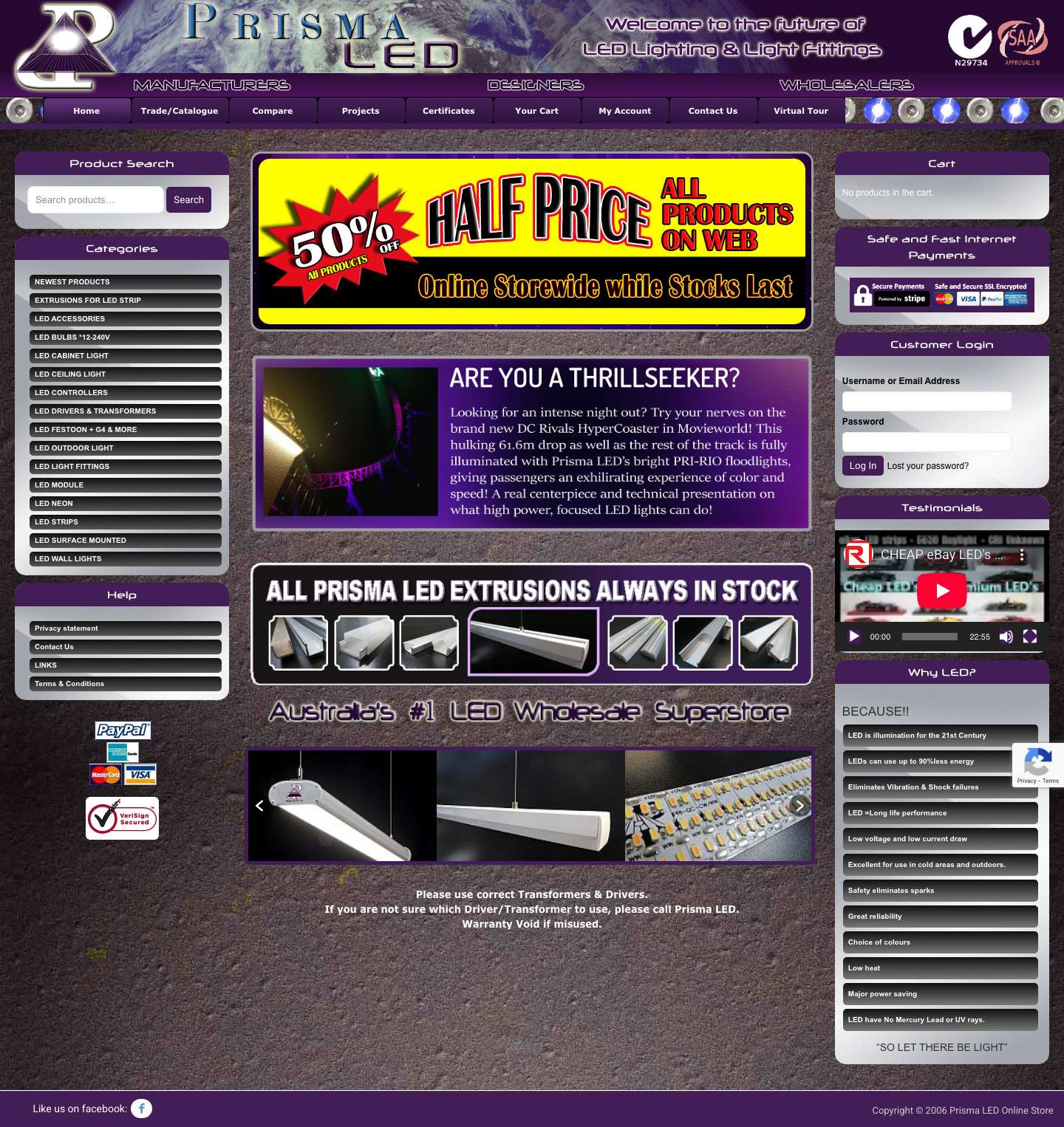 Prisma LED | No.1 LED Superstore for Lighting in Australia - Full Screenshot