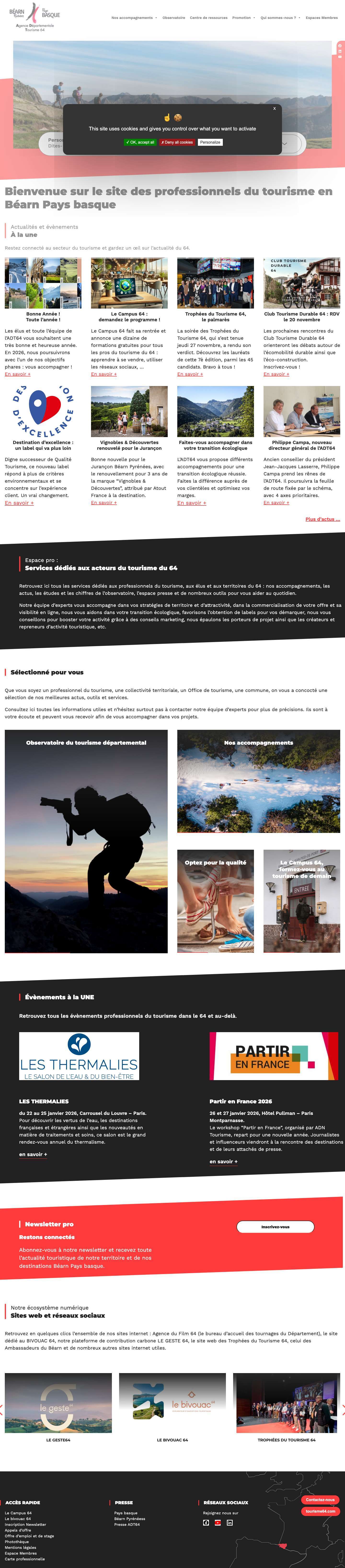 Site pour les professionnels du Tourisme - Béarn & Pays Basque - Full Screenshot