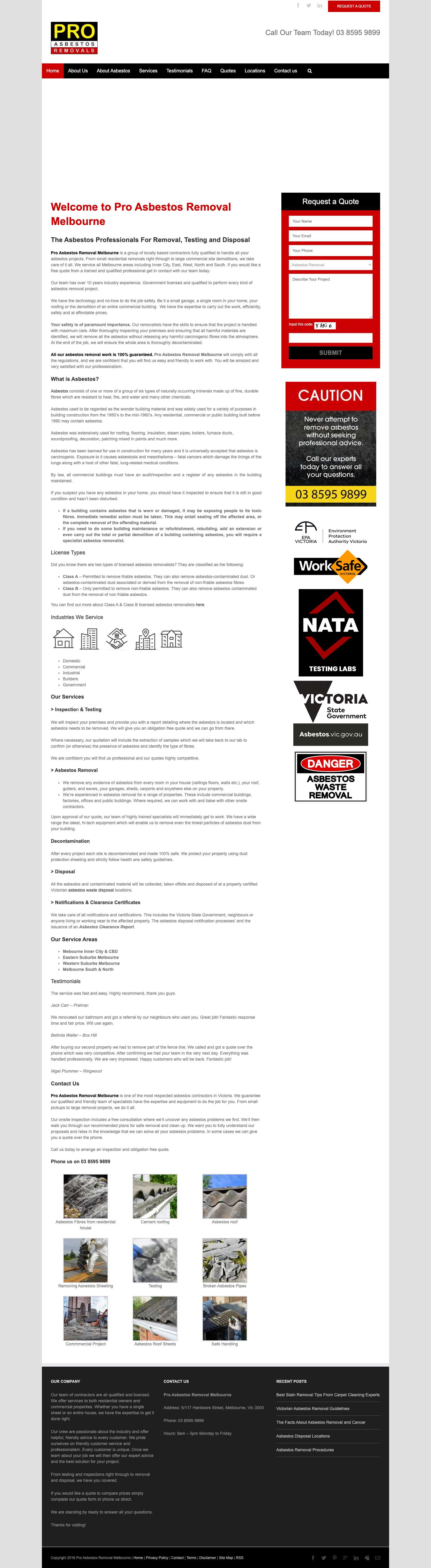 Asbestos Removal Melbourne | PRO ASBESTOS | Removal, Testing & DisposalAsbestos Removal Melbourne | PRO ASBESTOS | Removal, Testing & Disposal - Full Screenshot