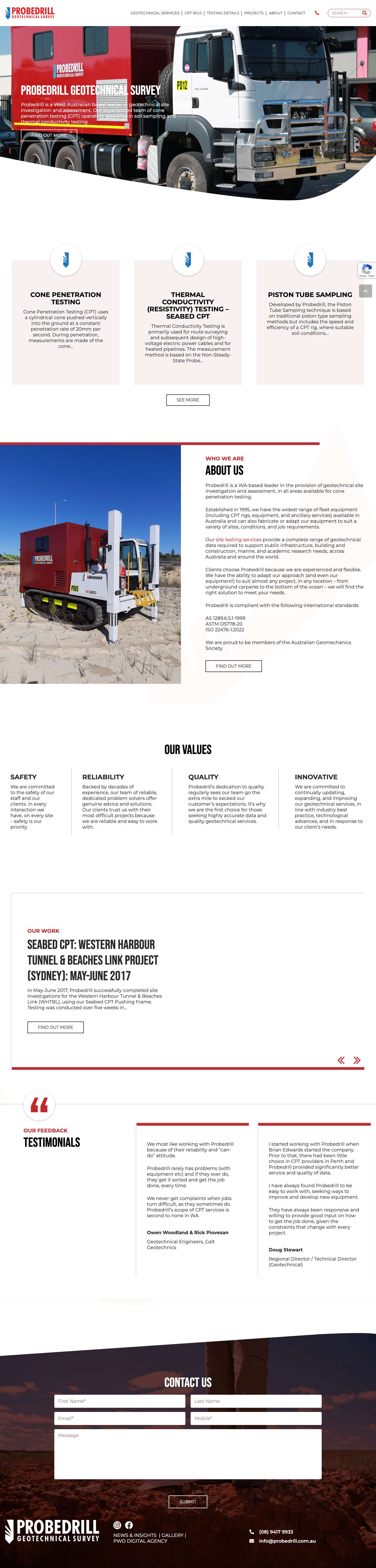 Welcome to Probedrill Geotechnical Survey - Probedrill Geotechnical Investigation - Full Screenshot