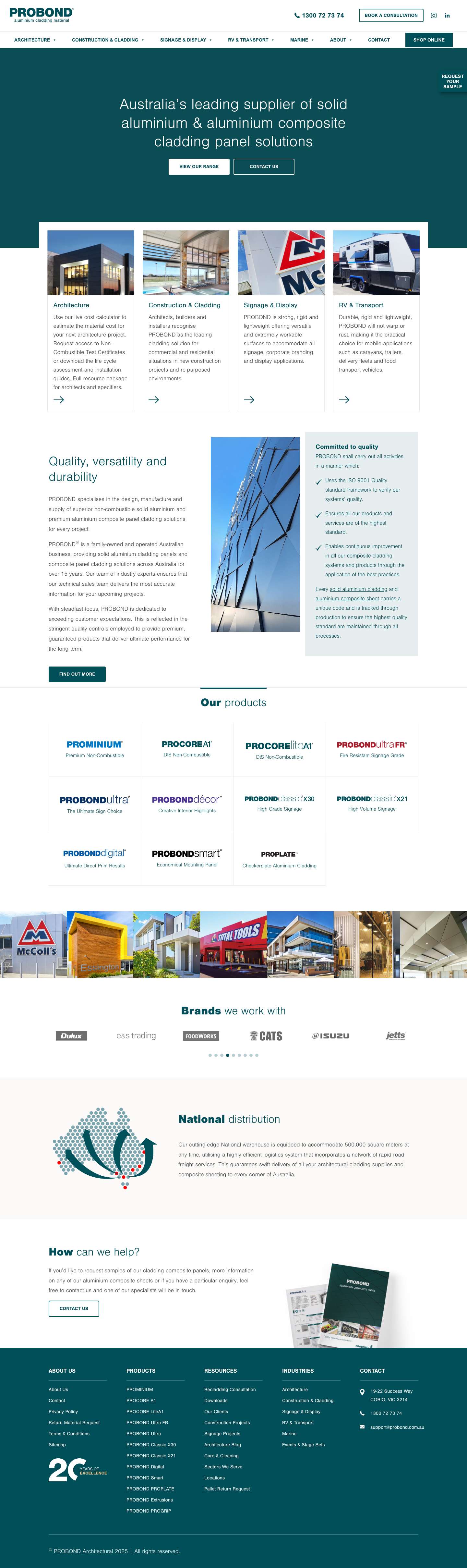 Aluminium Composite Panel Cladding Solutions | PROBOND - Full Screenshot