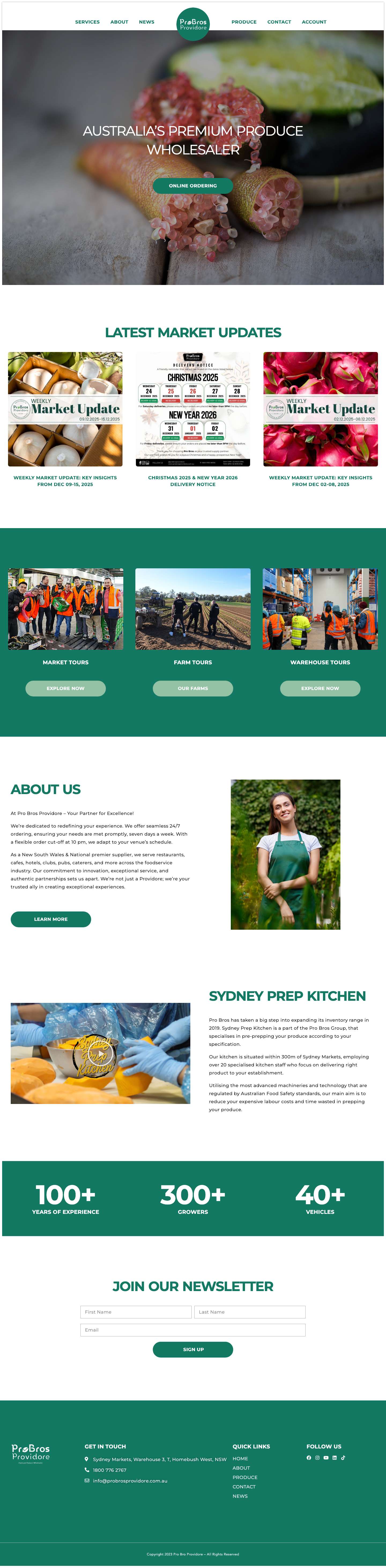 Pro Bros Providore | Australia's Premium Produce Wholesaler | - Full Screenshot