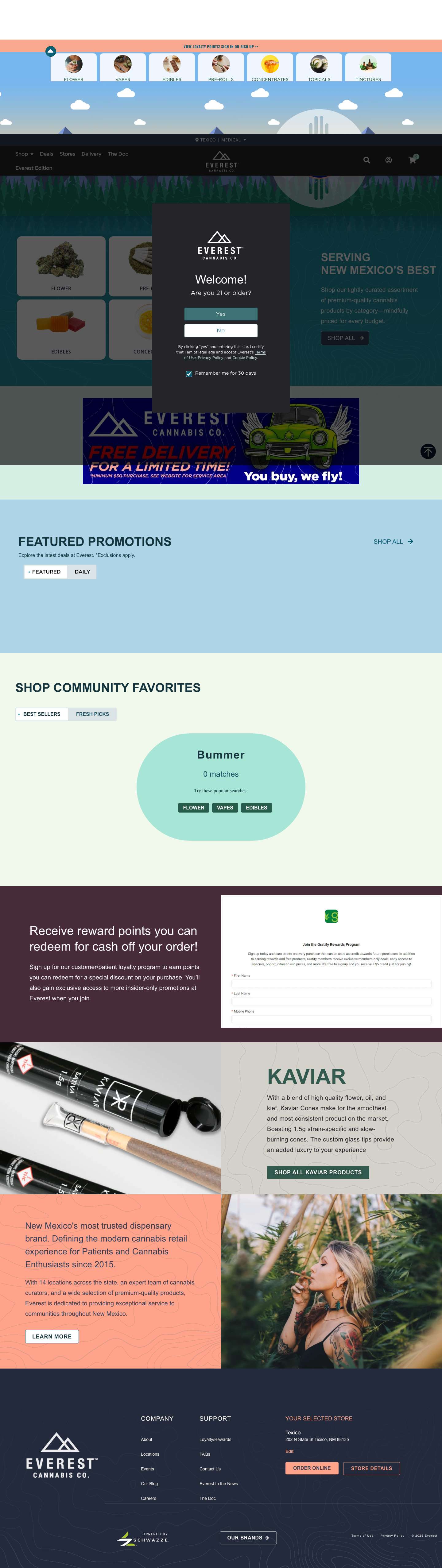 Everest - Medical & Recreational Marijuana DispensaryAD8D0D1C-8C1A-4ED5-B4D0-0A19E0B3FD8Abars-searchy-svg6A5785DB-1D7A-4B11-A836-90B125DB61DD - Full Screenshot