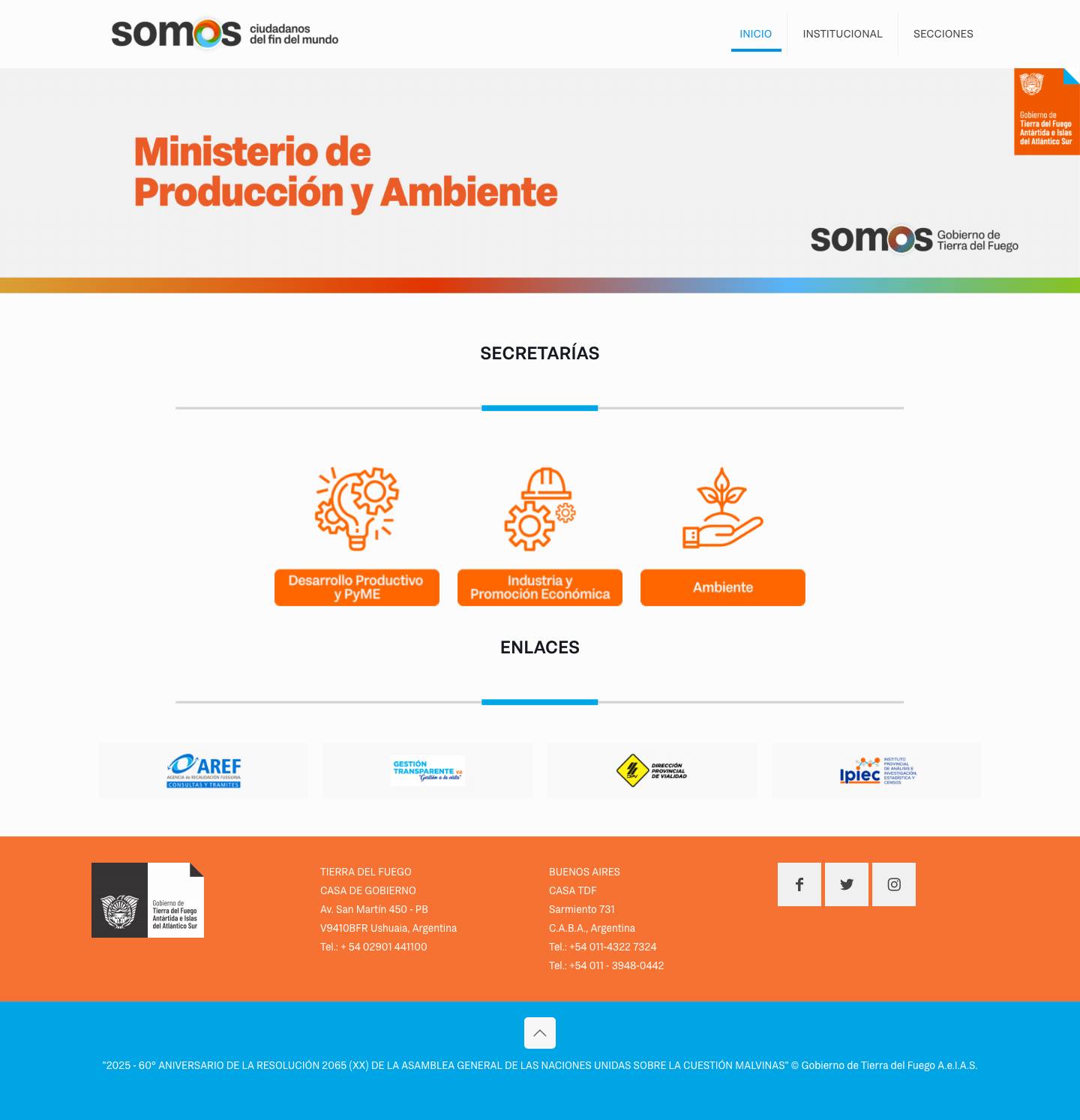 Ministerio de Producción y Ambiente - Full Screenshot