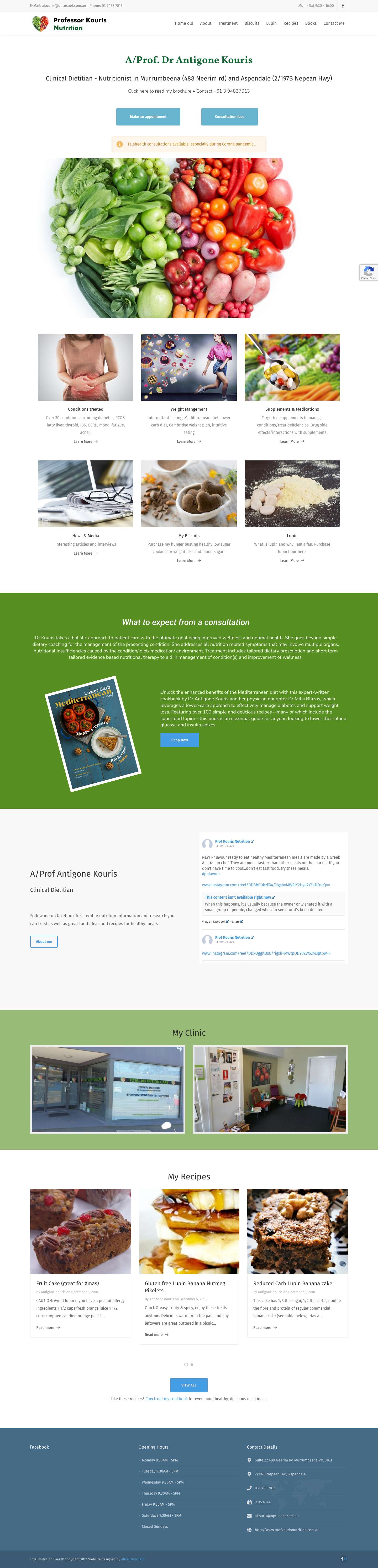 Melbourne Dietitian & Nutritionist - Professor Kouris Nutrition - Full Screenshot