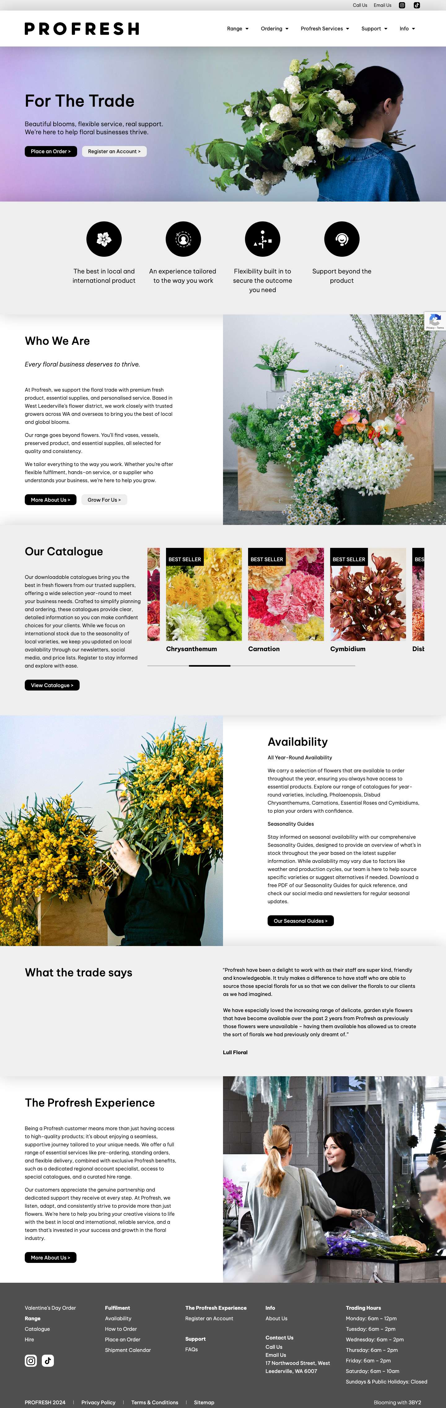 Floral Wholesale Products & Services | Profresh - Full Screenshot
