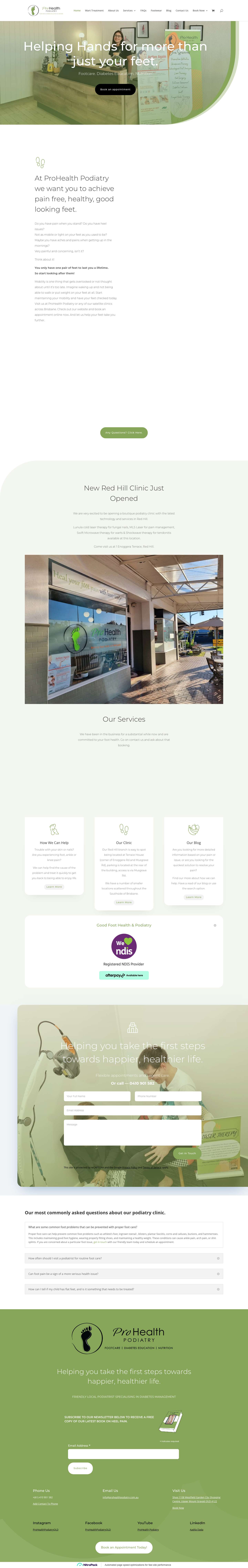 Podiatrist Brisbane - ProHealth Podiatry Red Hill - Full Screenshot