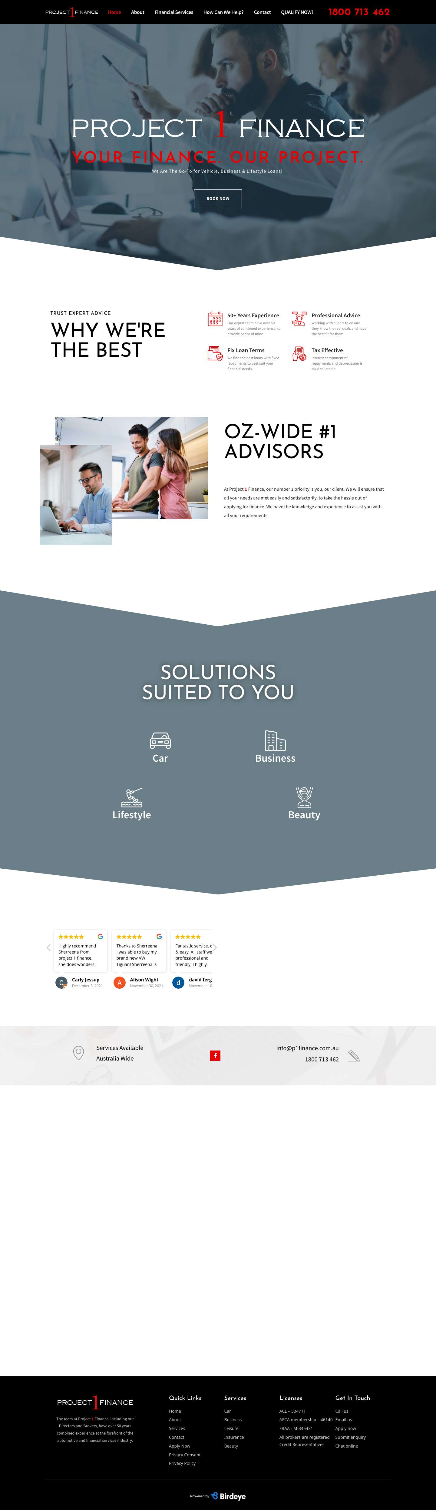 Canberra Finance Broker | Project 1 Finance - Full Screenshot