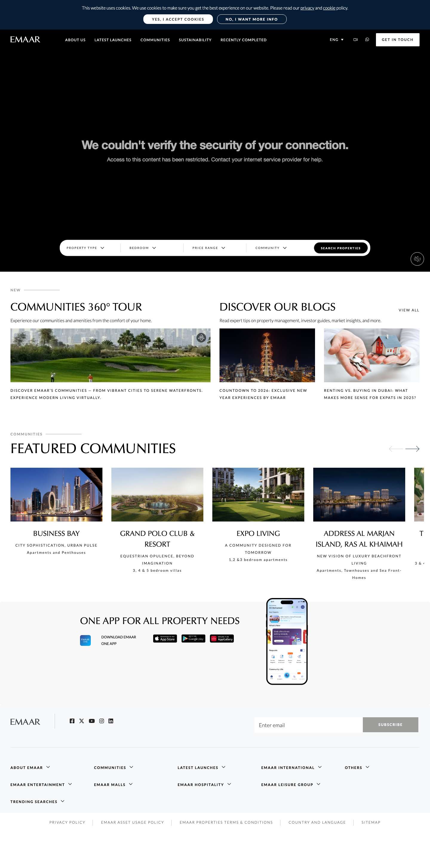 Leading Real Estate Property Developer in Dubai, UAE | Emaar Properties - Full Screenshot